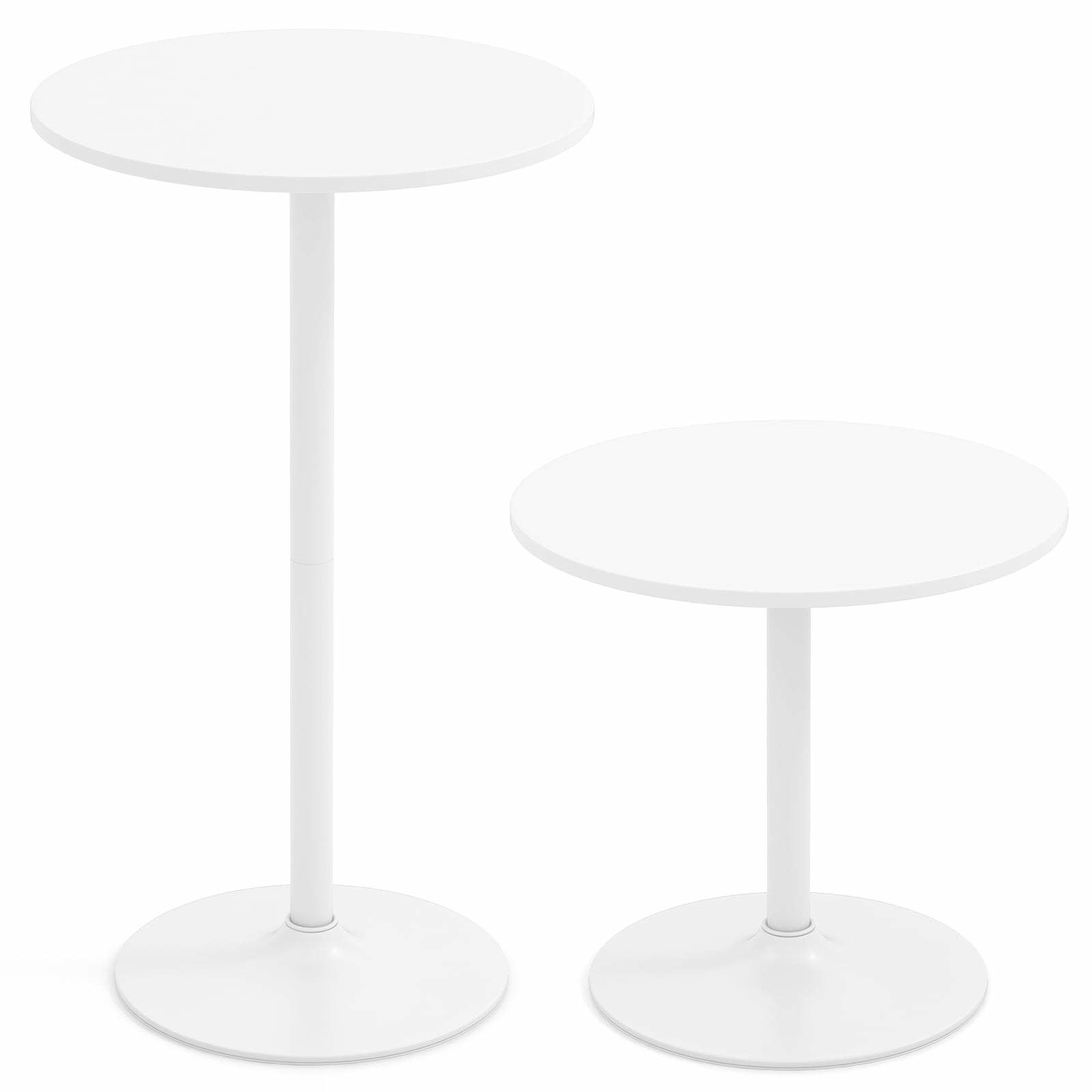 Justerbart bistrobordsæt – 2 højder, 60 cm hvid bordplade