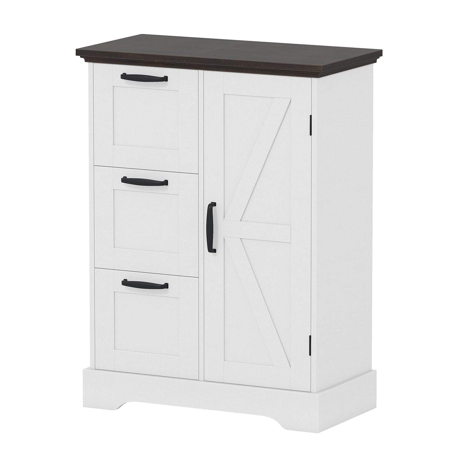 Rustikt vitt köksskåp – Ladugårdsdörr, 3 lådor, MDF | Hem & Hobby | Pryloteket