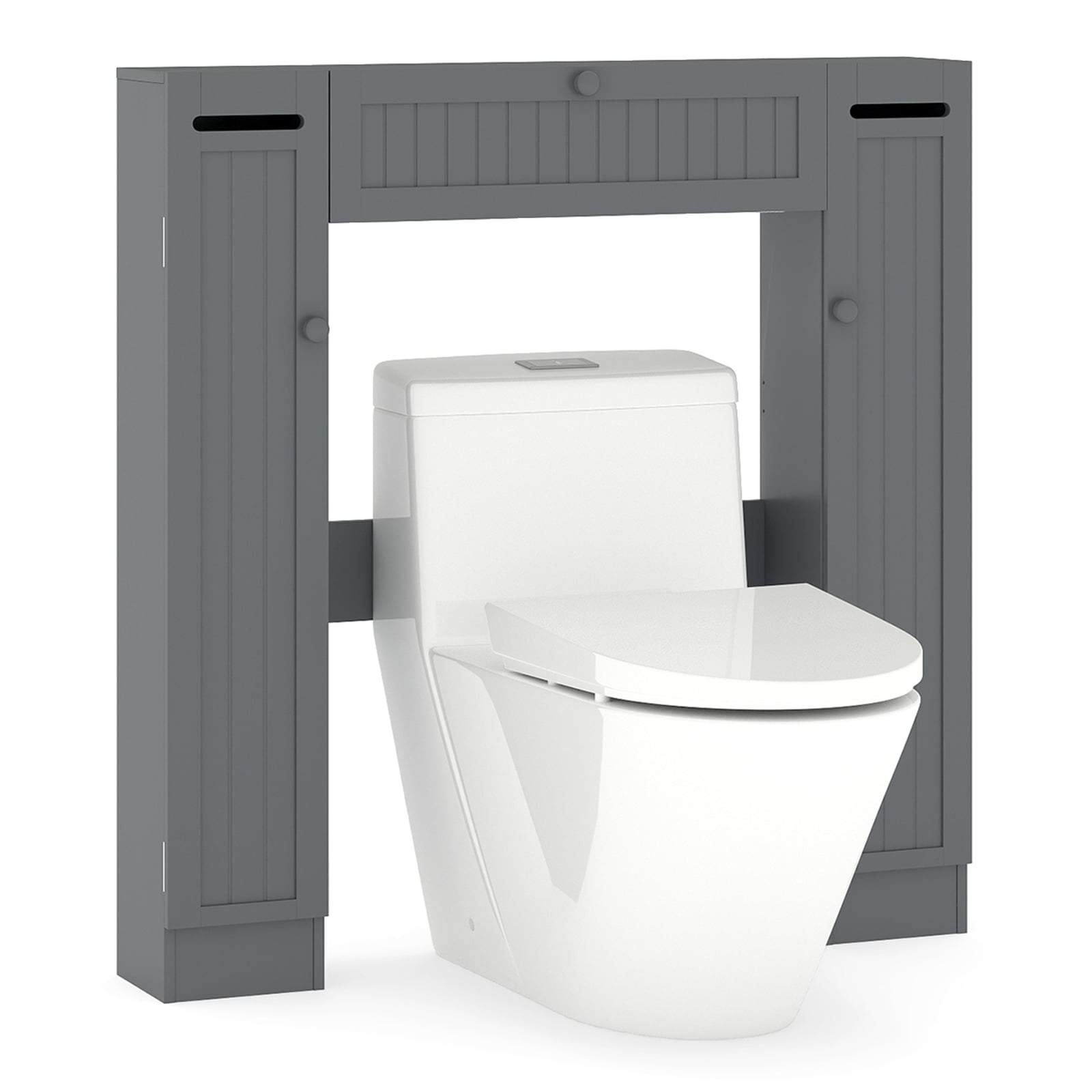 Badeværelsesskab over toilettet med justerbare hylder, grå