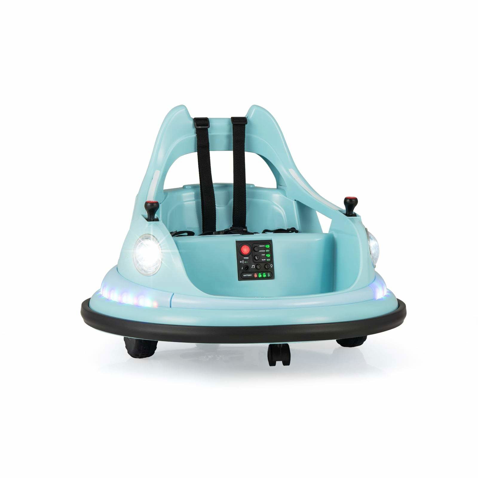 12V elektrisk stötfångarbil för barn – fjärrstyrd, 360 graders snurrning, blå | Hem & Hobby | Pryloteket