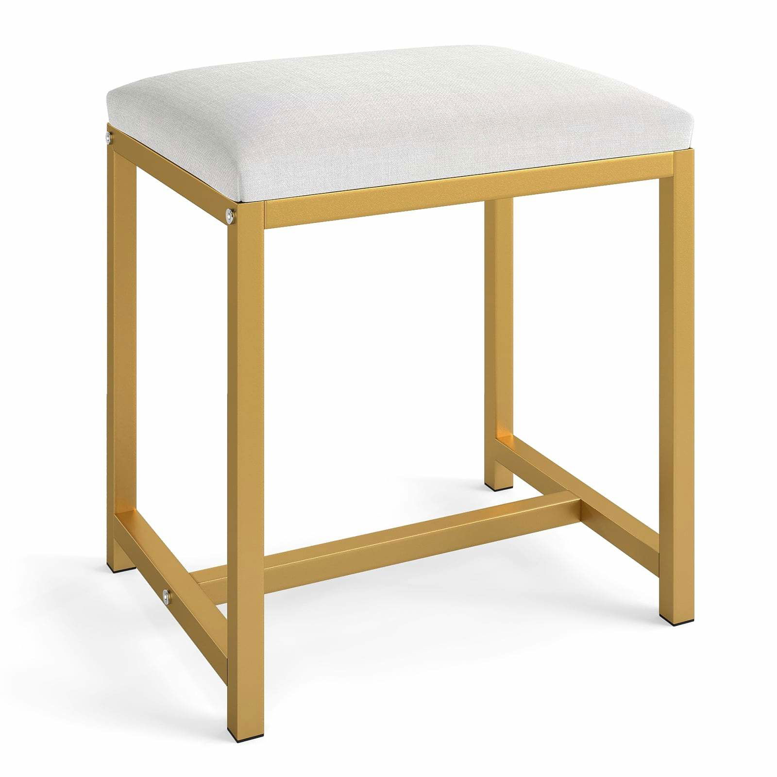 Vit sminkpall med guldfärgade ben – mjuk, vattentålig sits | Hem & Hobby | Pryloteket