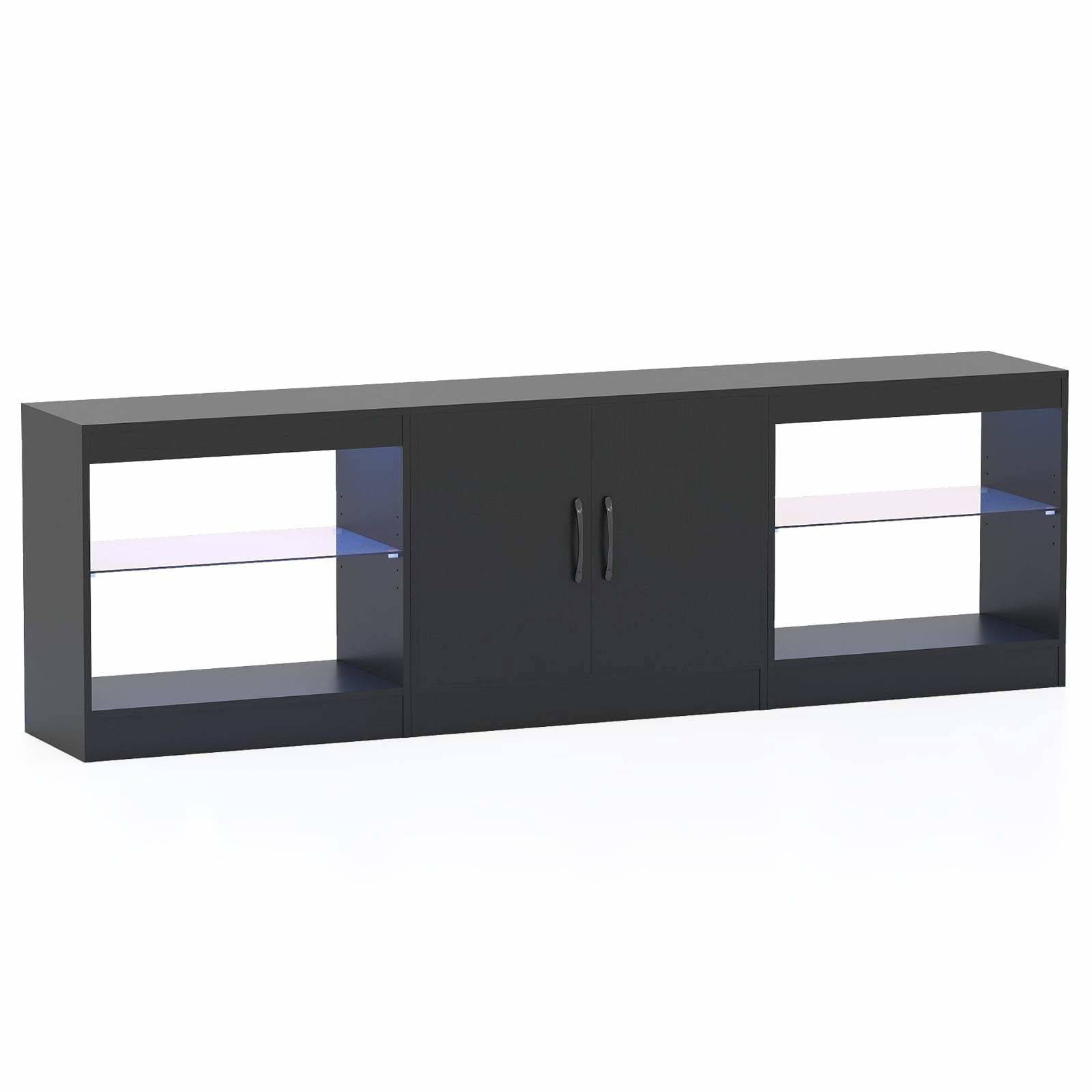 3-i-1 TV-bord med LED-lys og justerbare hylder