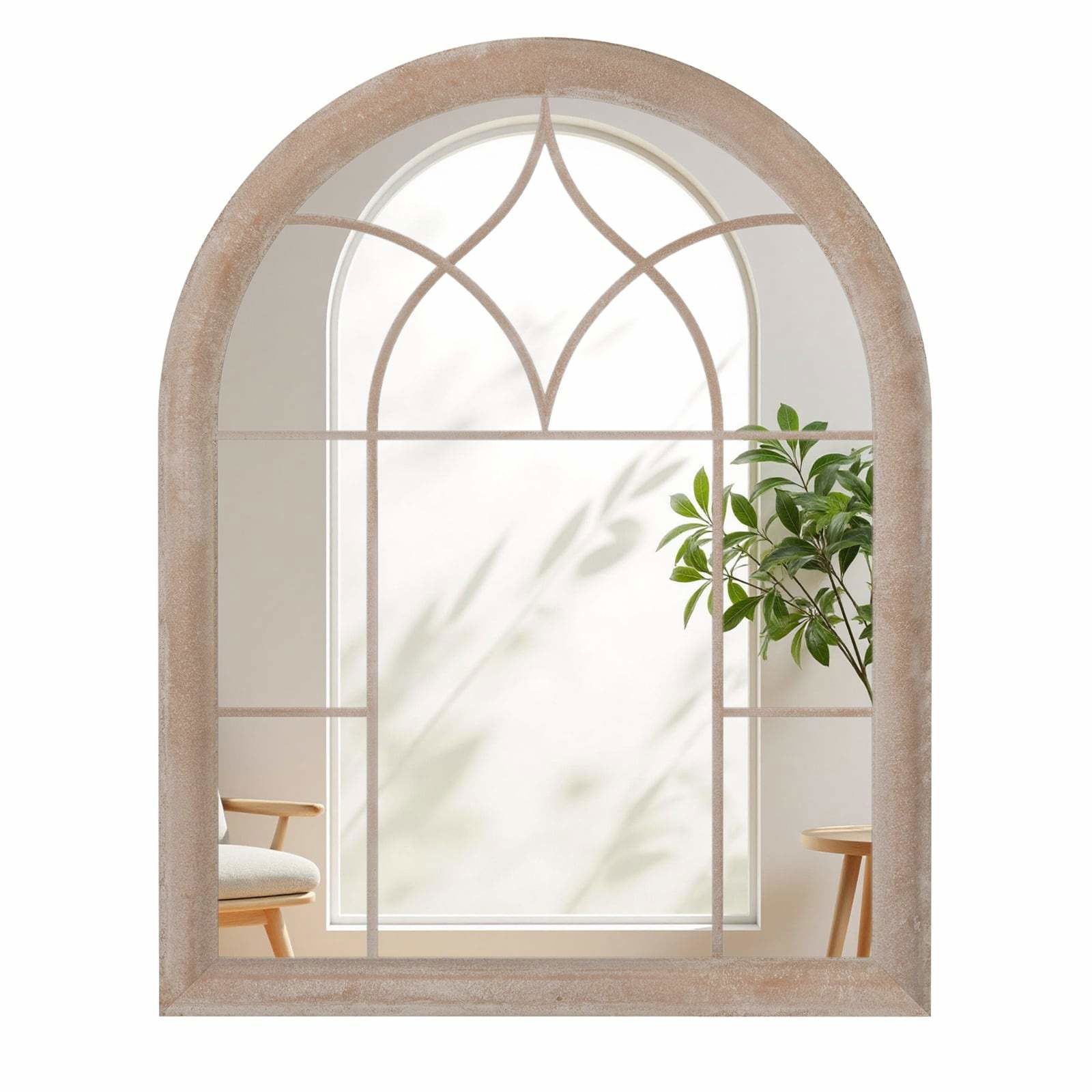 Vægspejl med buet metalramme – landlig stil, 69x88,5 cm