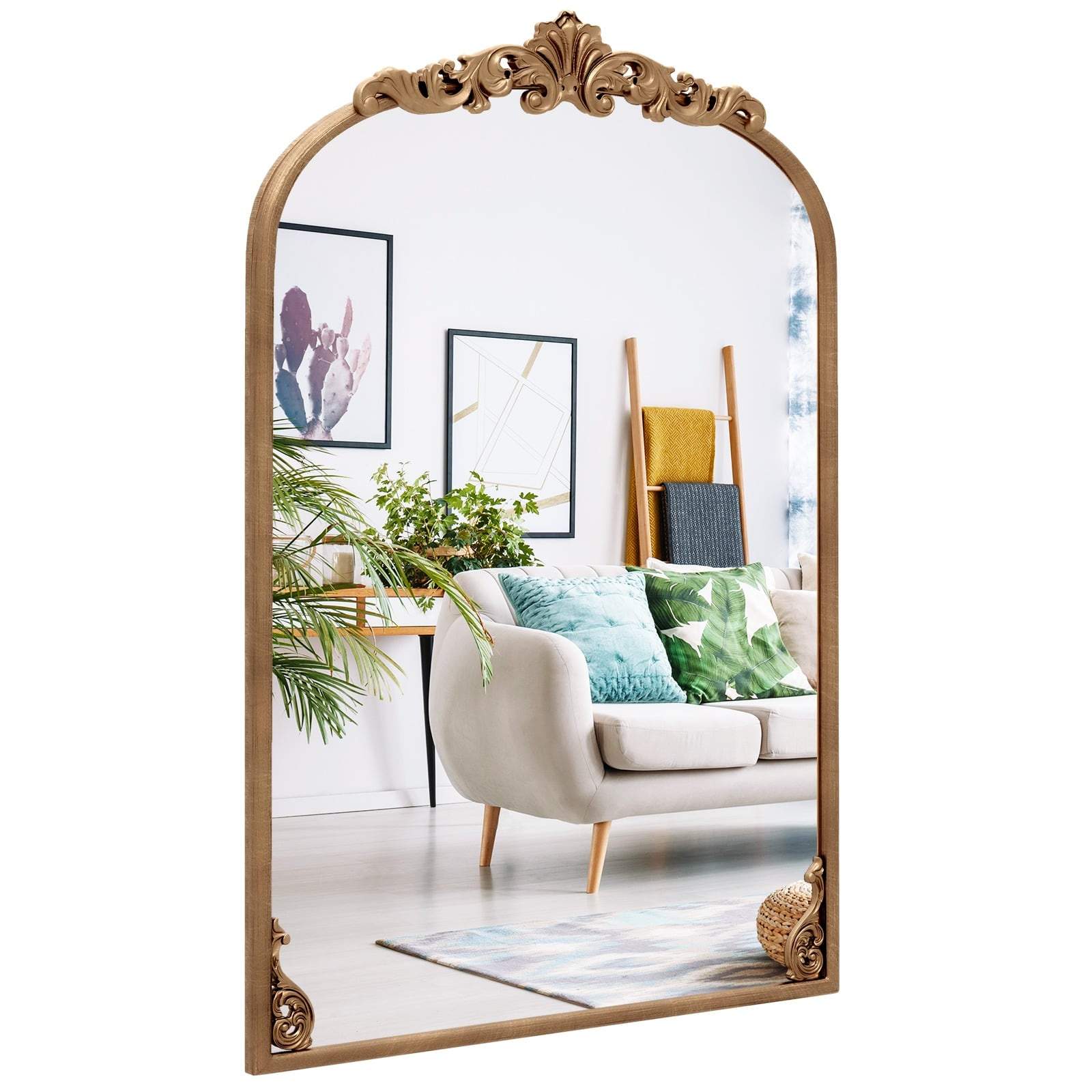 Välvd väggspegel i barockt guld – 95 x 66 cm | Hem & Hobby | Pryloteket
