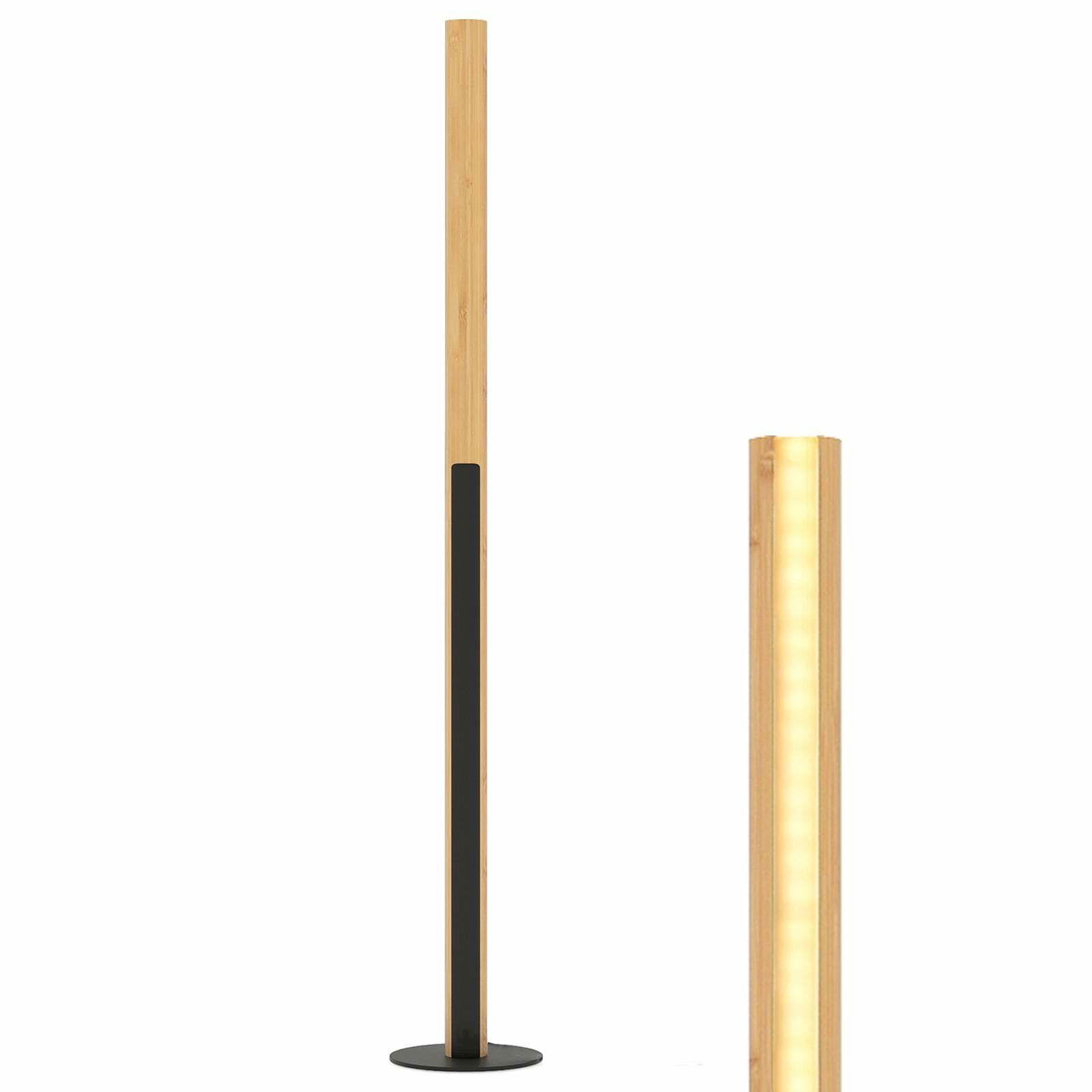 Bambus LED-gulvlampe – Dæmpbar, Fodkontakt, 122 cm
