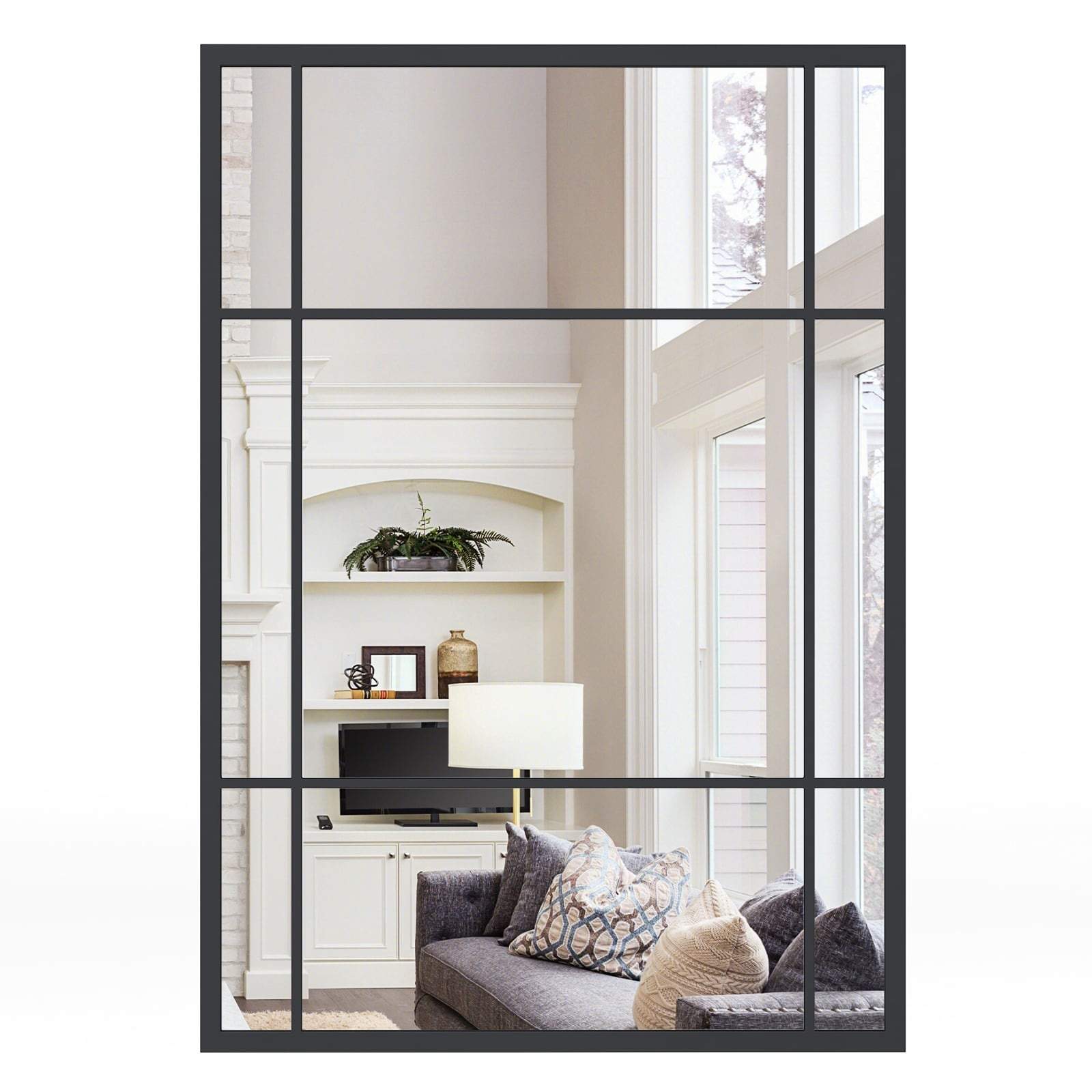 Rektangulært vægspejl, metalramme, 100 x 70 cm
