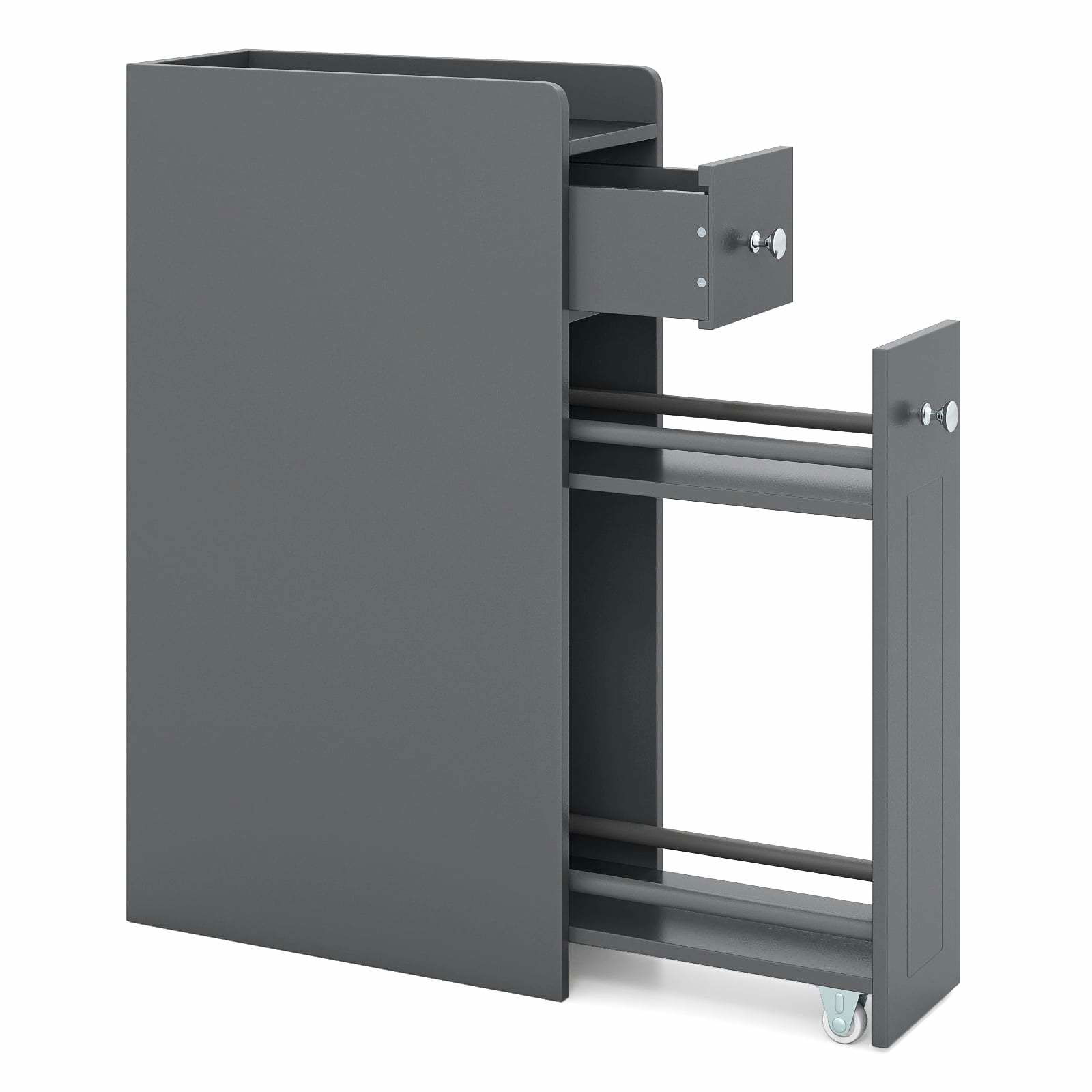 Smalt badrumsskåp med lådor – grått, platsbesparande | Hem & Hobby | Pryloteket