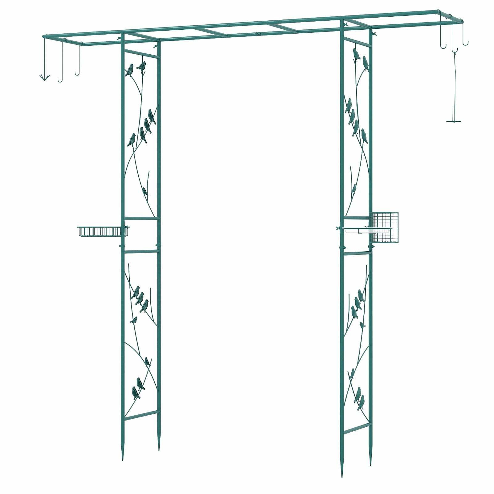 Havebue med fuglefoder og vandskål – metalramme