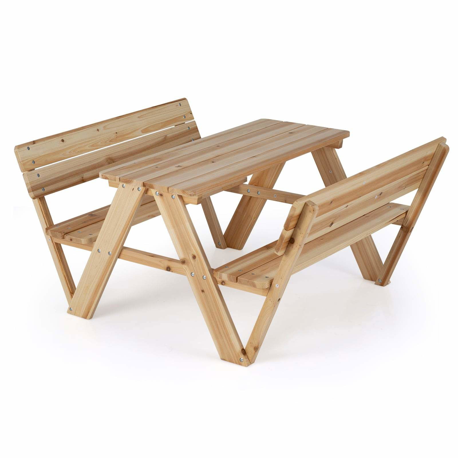 Børne udendørs picnicbordsæt – massivt træ, plads til 4