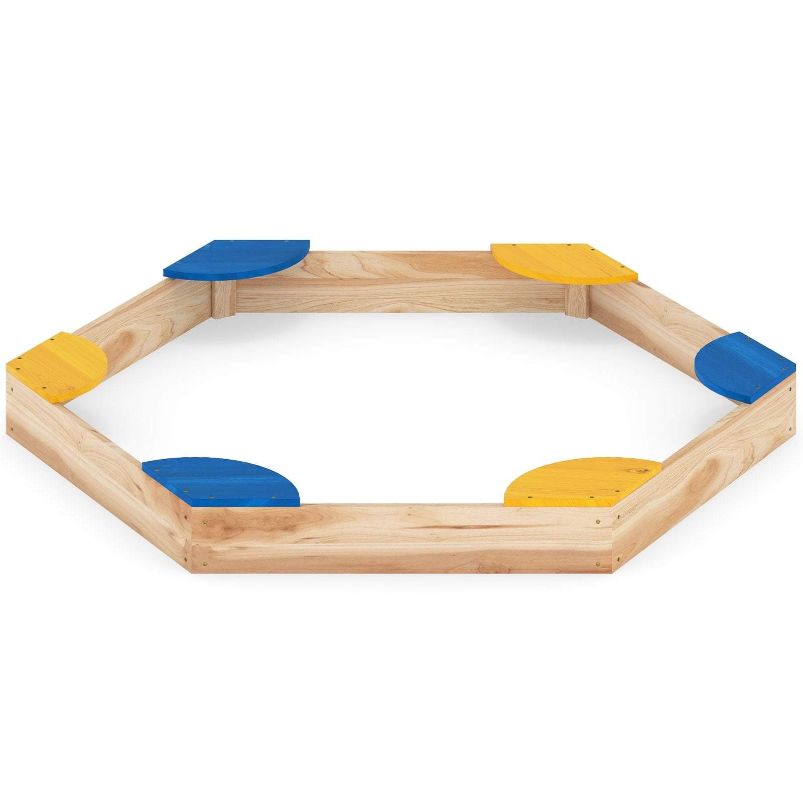 Sexkantig sandlåda i trä med kruka – 140x122x14 cm | Hem & Hobby | Pryloteket