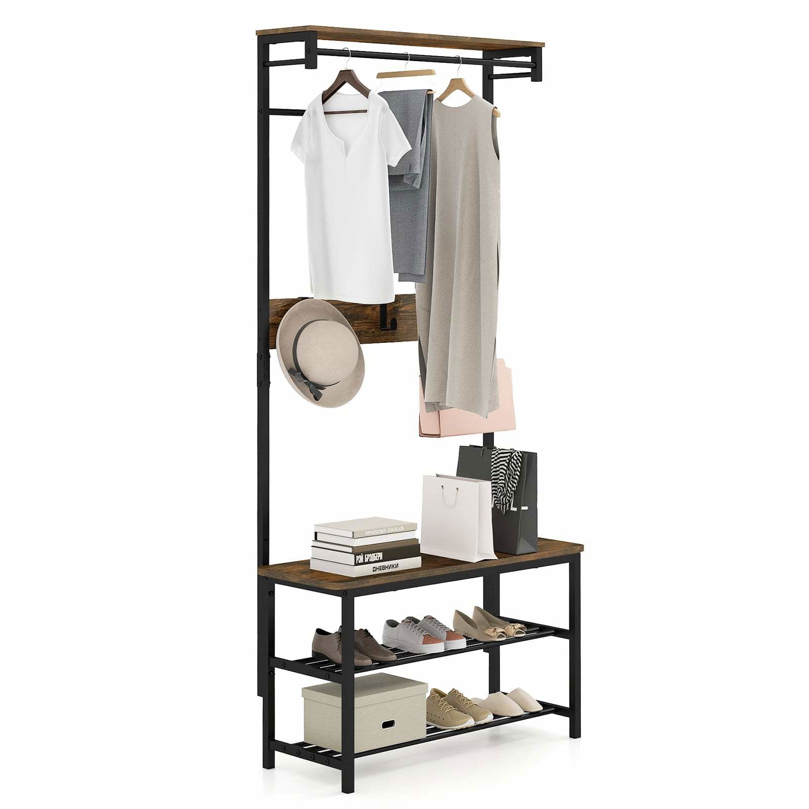 5-i-1 entreorganisator med bænk og skoopbevaring