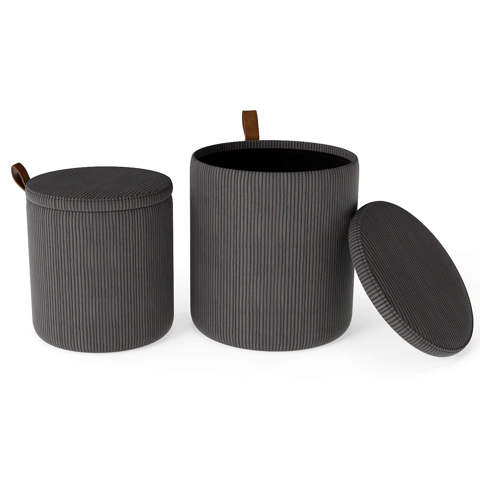 Rund ottoman med förvaring – tyg i snöre, hopfällbar design | Hem & Hobby | Pryloteket