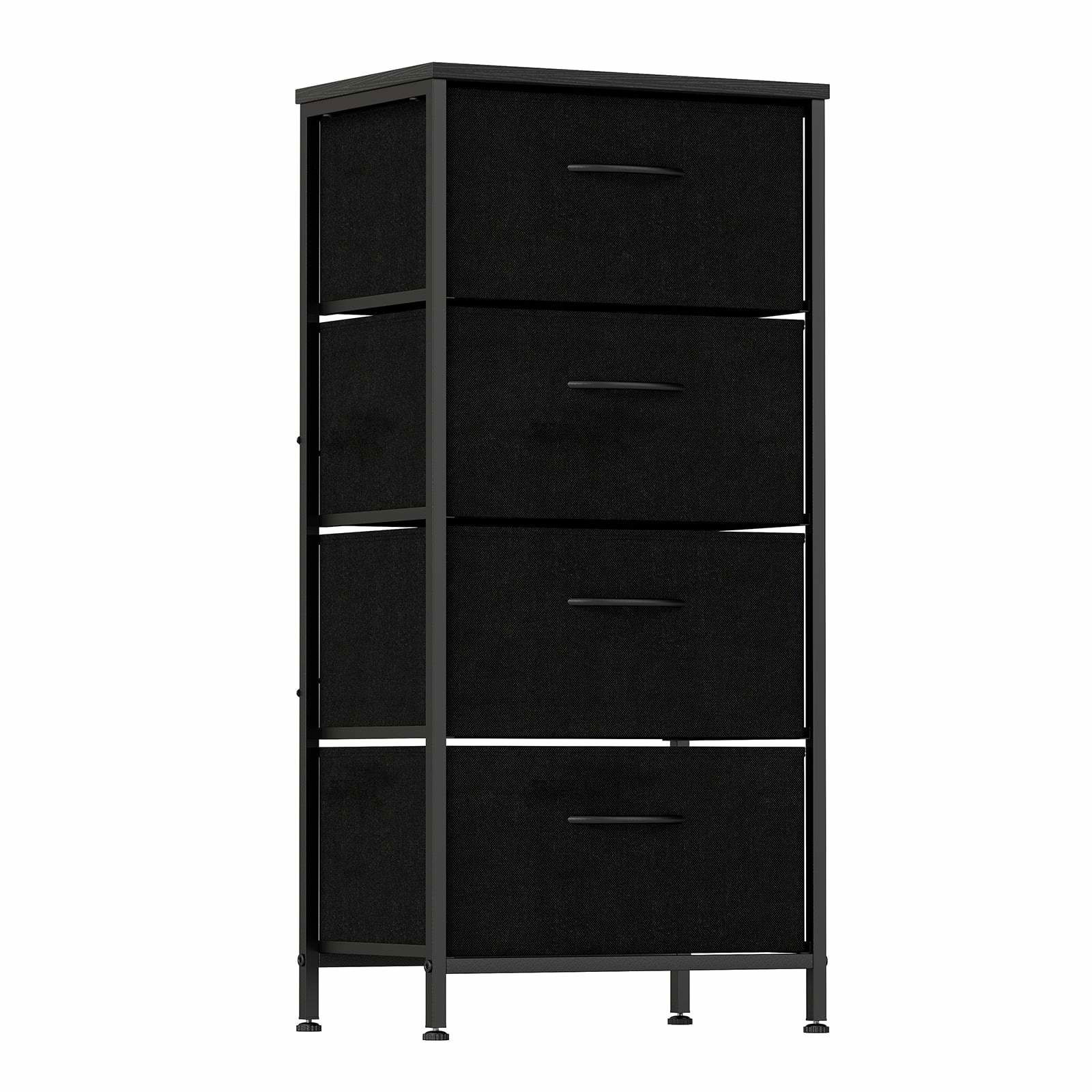 Byrå med 4 lådor och träskiva – svart metallram | Hem & Hobby | Pryloteket