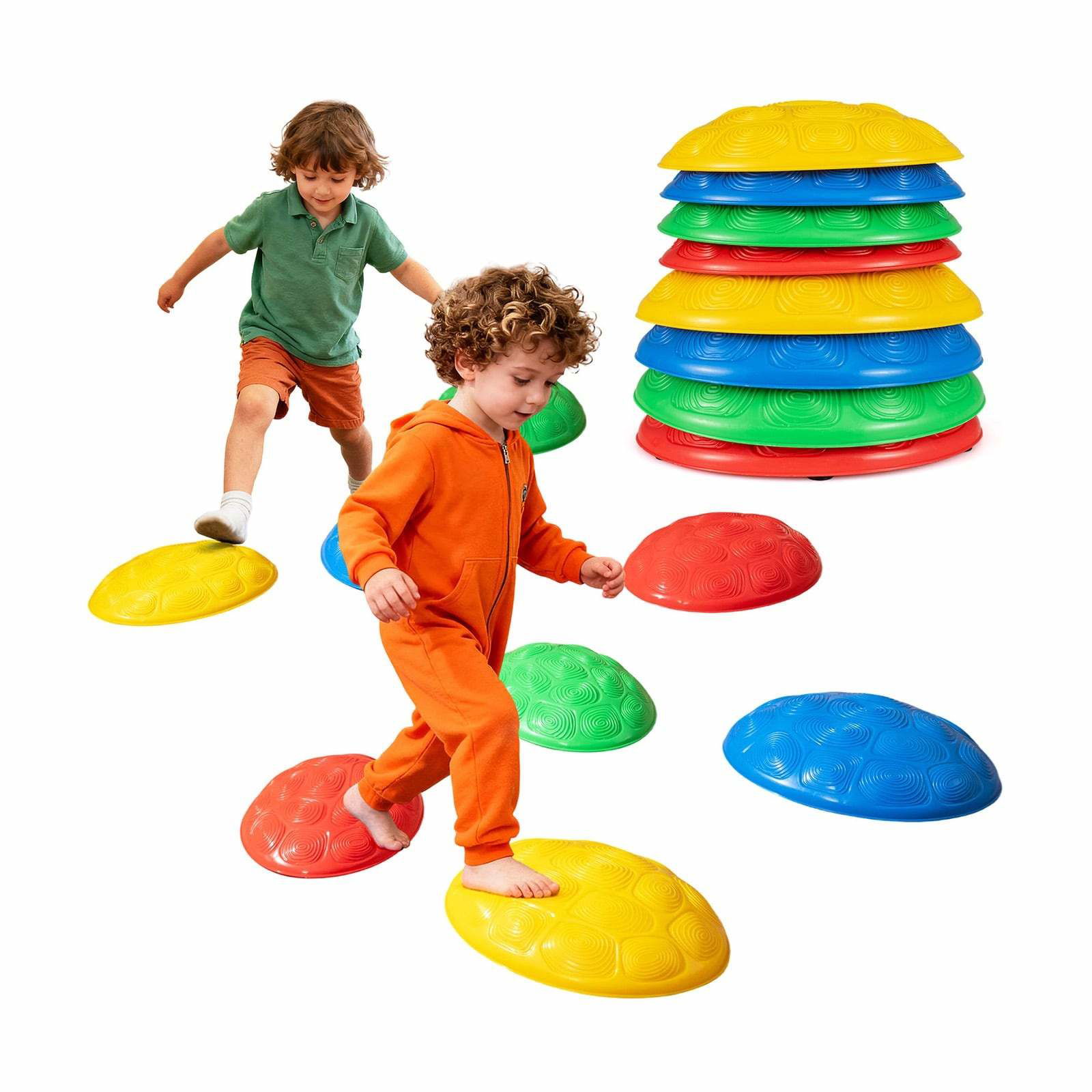 Skridsikre trædesten til børn – 8 dele, farverige