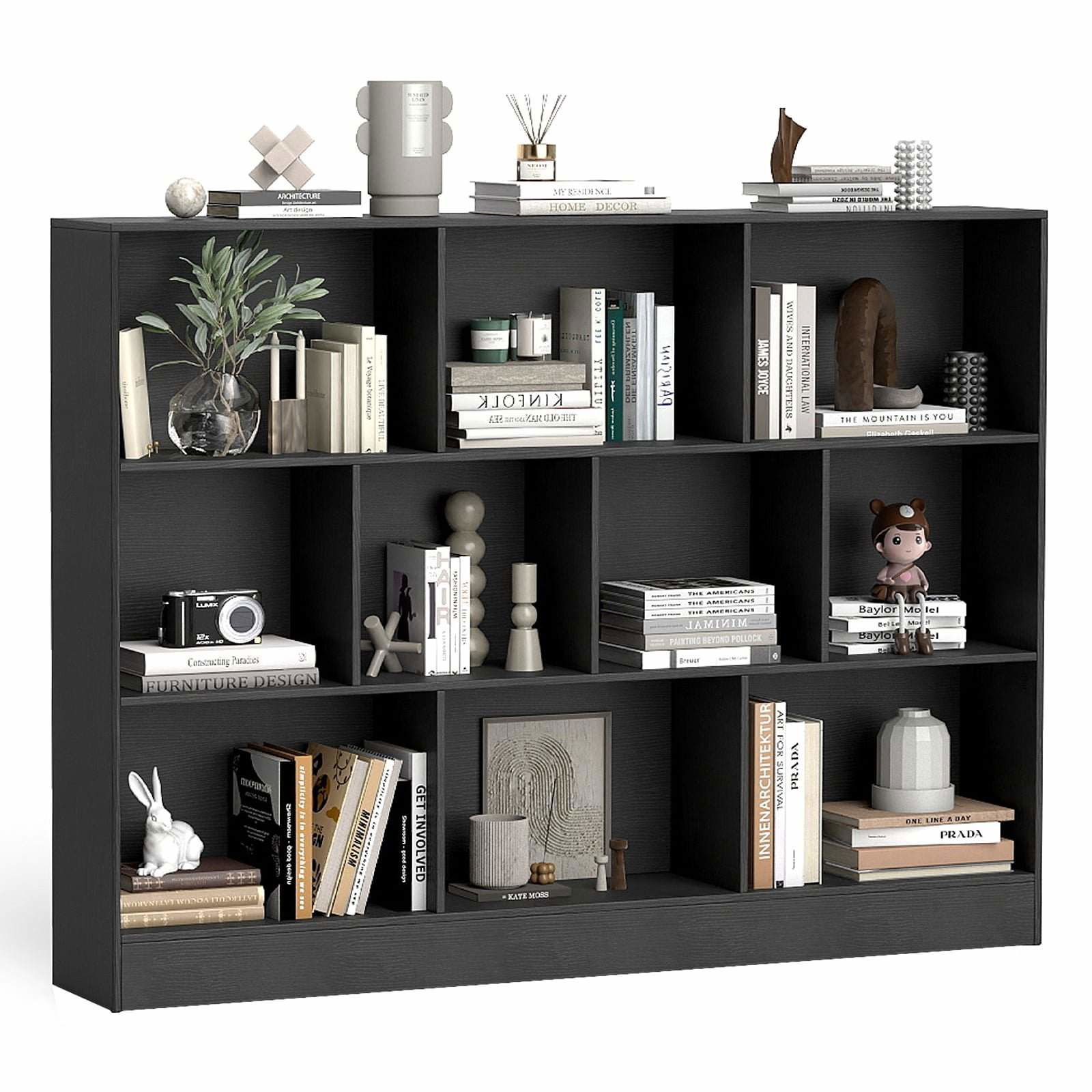 Bokhylla med 10 öppna fack – svart, 3-våningar, säker och robust | Hem & Hobby | Pryloteket