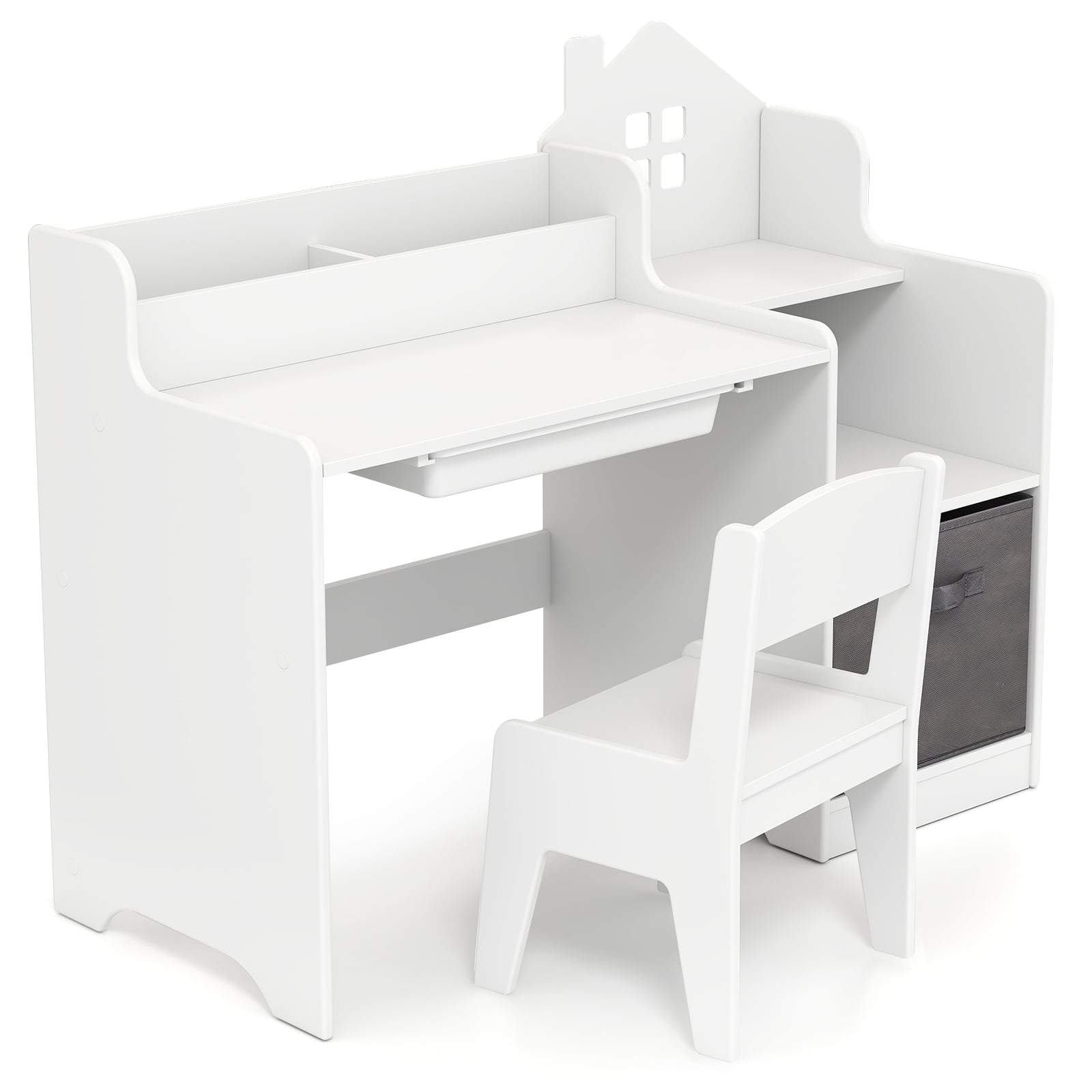 Børne skrivebord og stolesæt – Opbevaring, ergonomisk, sikkert design