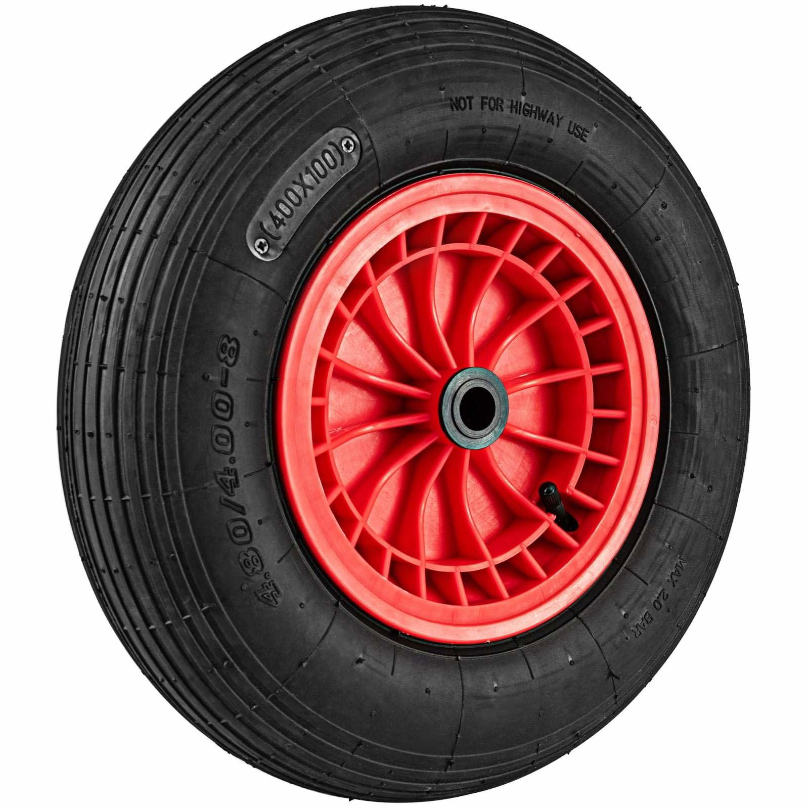 Trillebørdæk, massivt gummi, 400 mm, 250 kg kapacitet