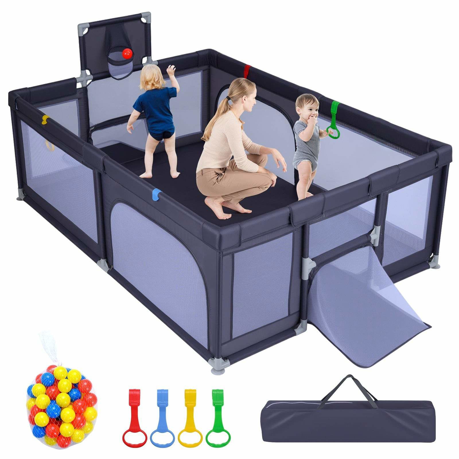 Stor lekhage för babyn med basketkorg och fotbollsnät | Hem & Hobby | Pryloteket