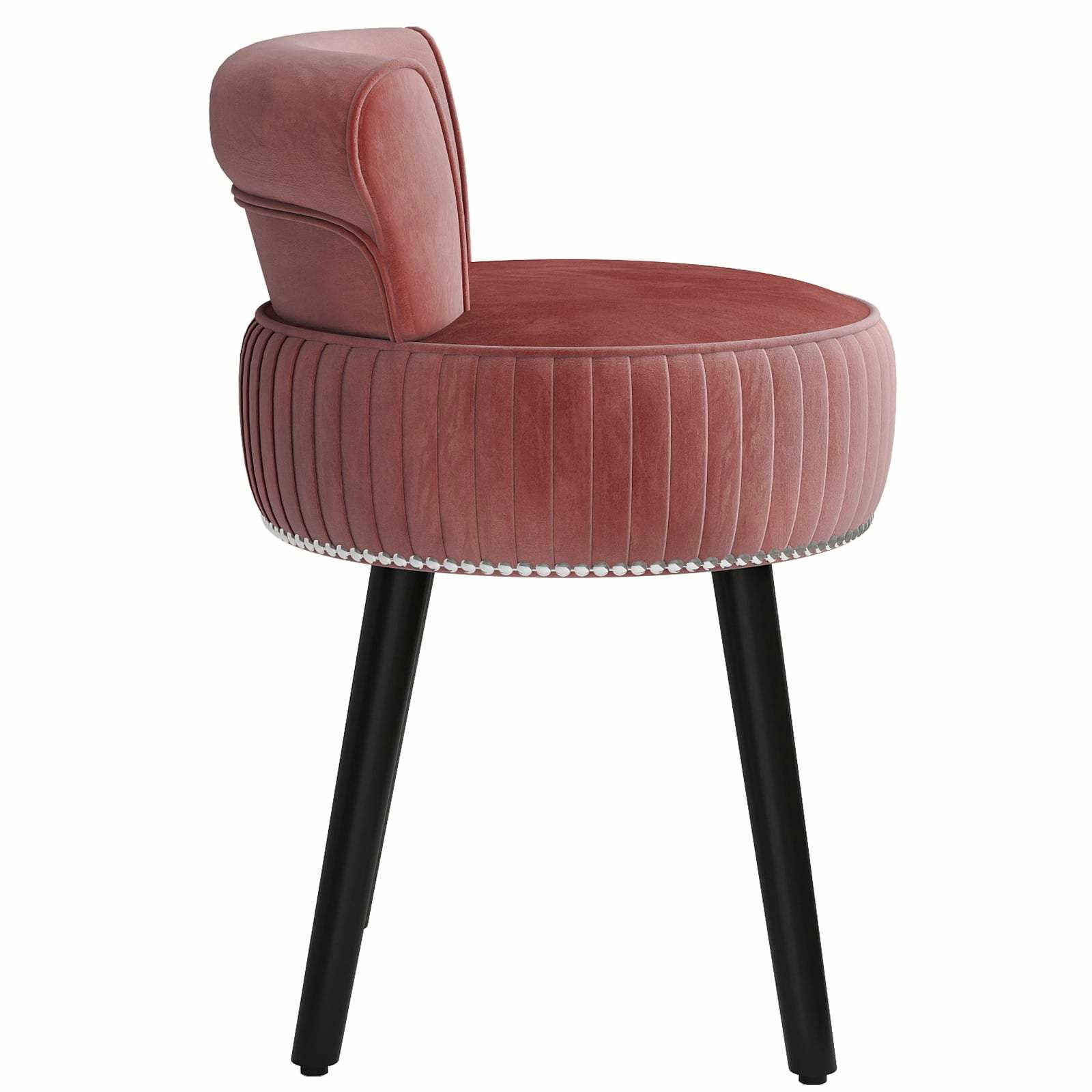 Fløjlsmøbelstol – lyserød, tuftet ryg, ergonomisk design