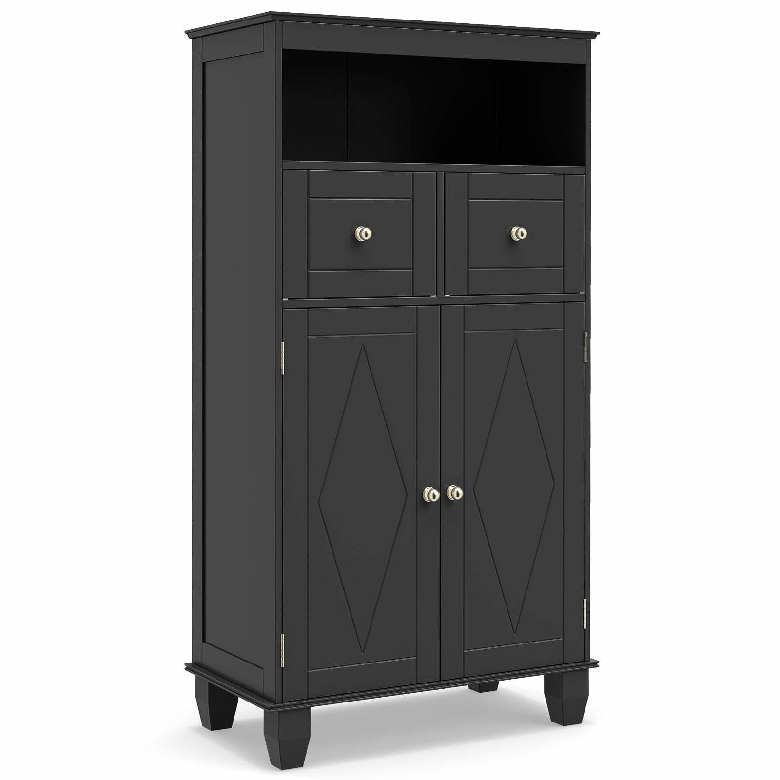 Svart fristående badrumsskåp med justerbara hyllor | Hem & Hobby | Pryloteket