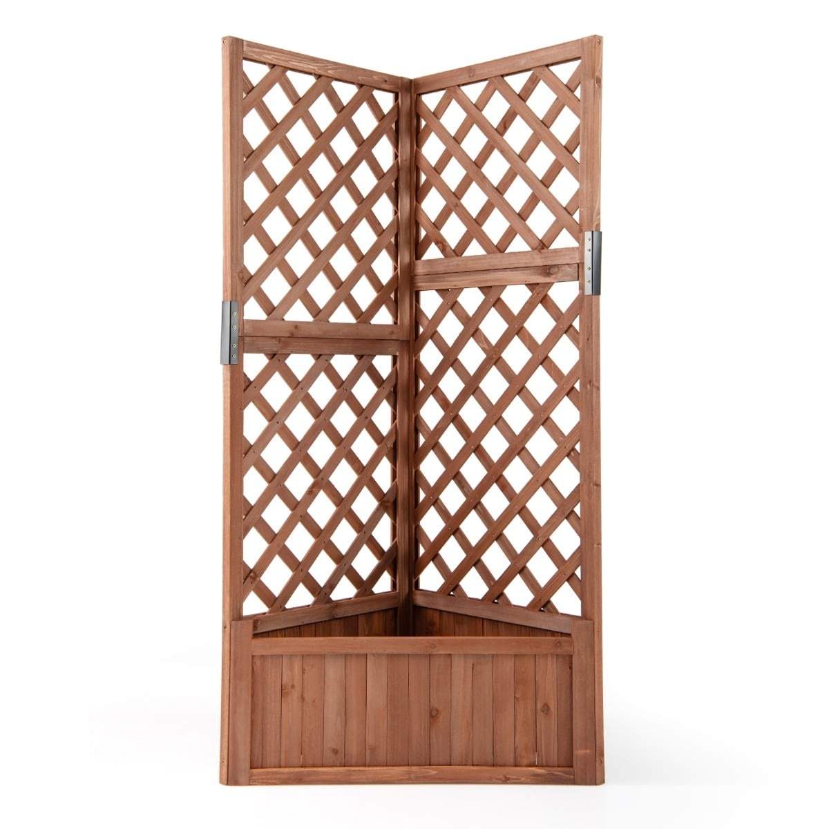 Hörnplanteringslåda med spaljé – Trä, Dränering, 55x55x140 cm | Hem & Hobby | Pryloteket