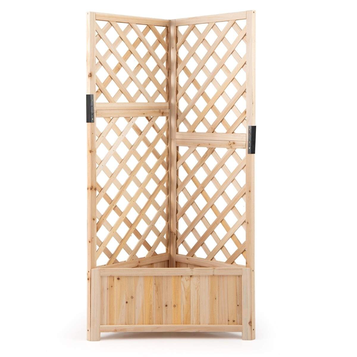 Hörnplanteringslåda med spaljé – Trä, dräneringshål | Hem & Hobby | Pryloteket