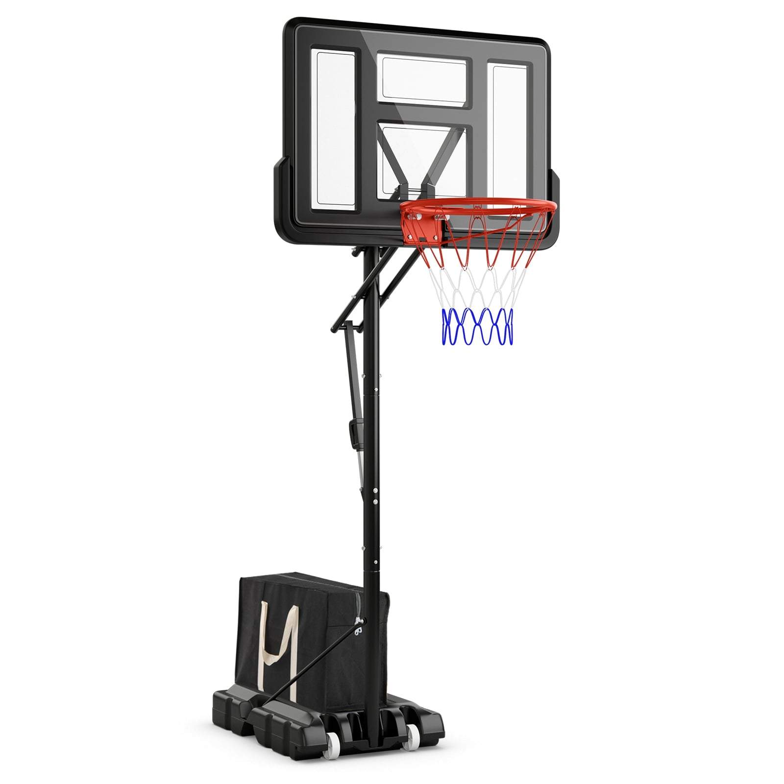 Justerbar udendørs basketballkurv med hjul og vægtpose