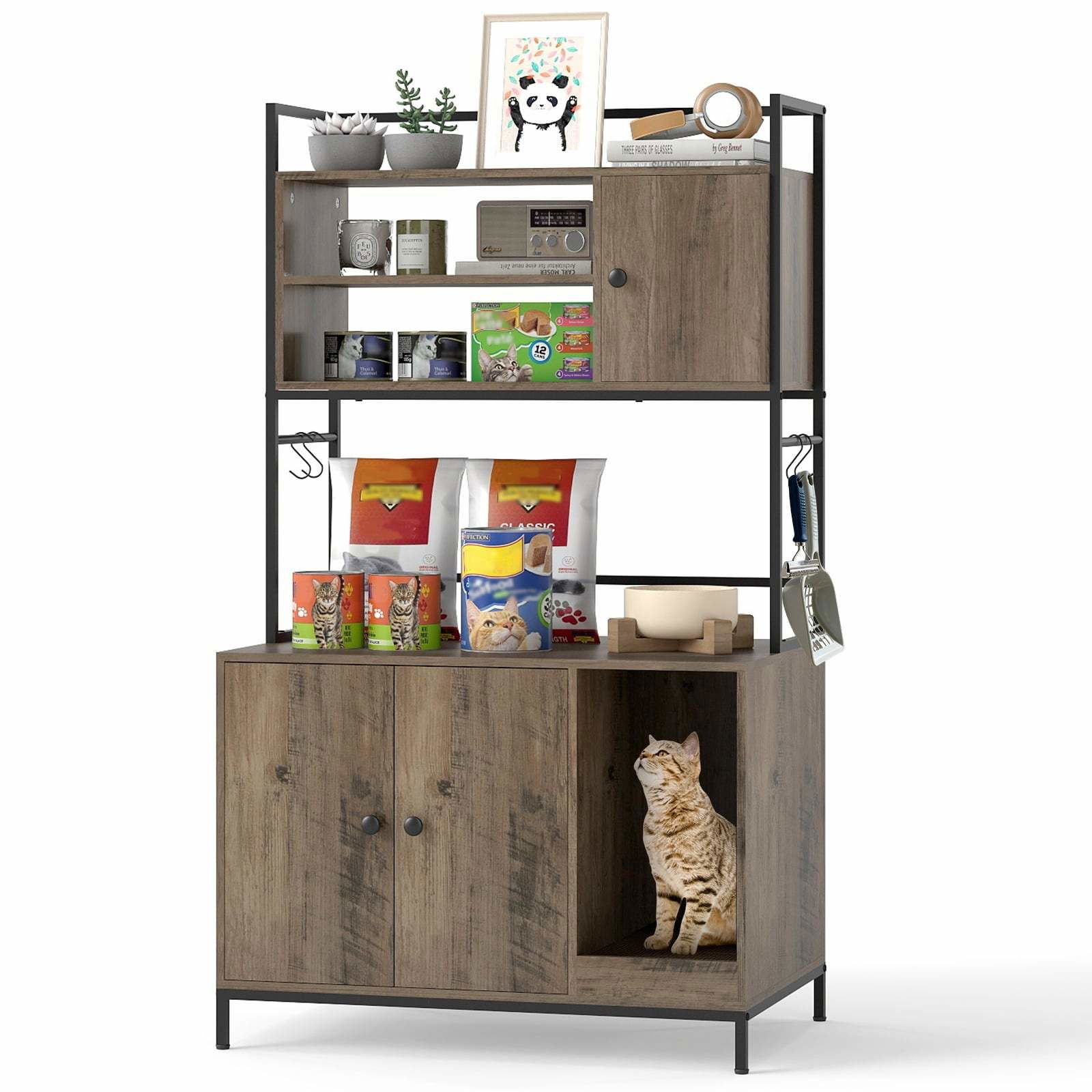 Kattsandskåp med hyllor och klösplatta – grå | Hem & Hobby | Pryloteket