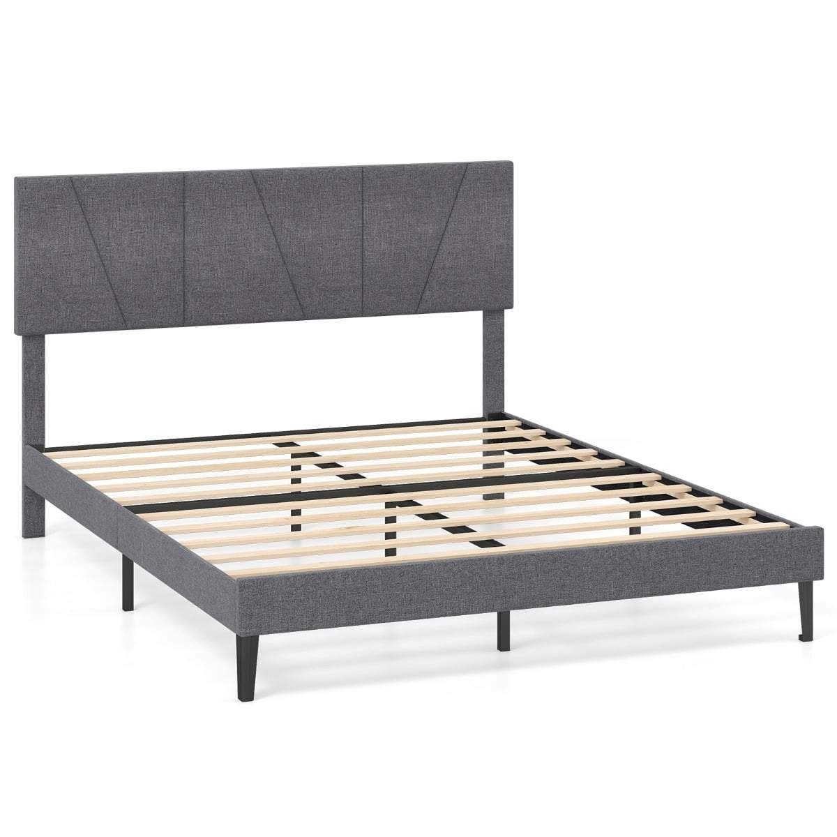 Justerbar hovedgærde med platformseng – mørkegrå, 160x200 cm