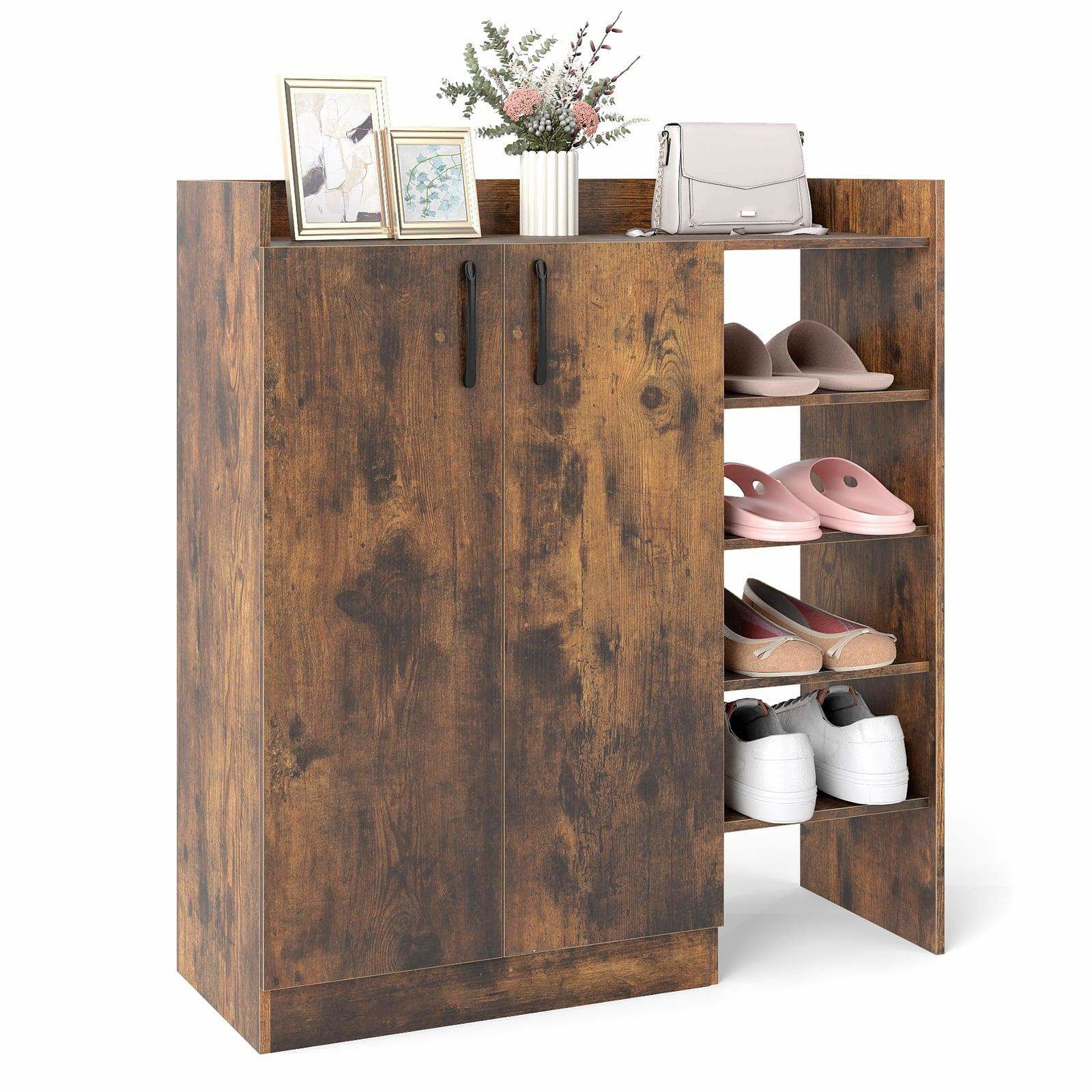 Skoskab med justerbare hylder og 2 døre – brun