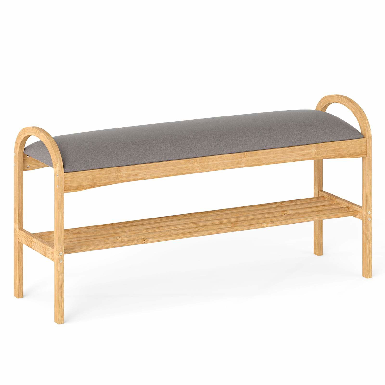 Bambus skobænk med hynde – 2-lags opbevaringssæde