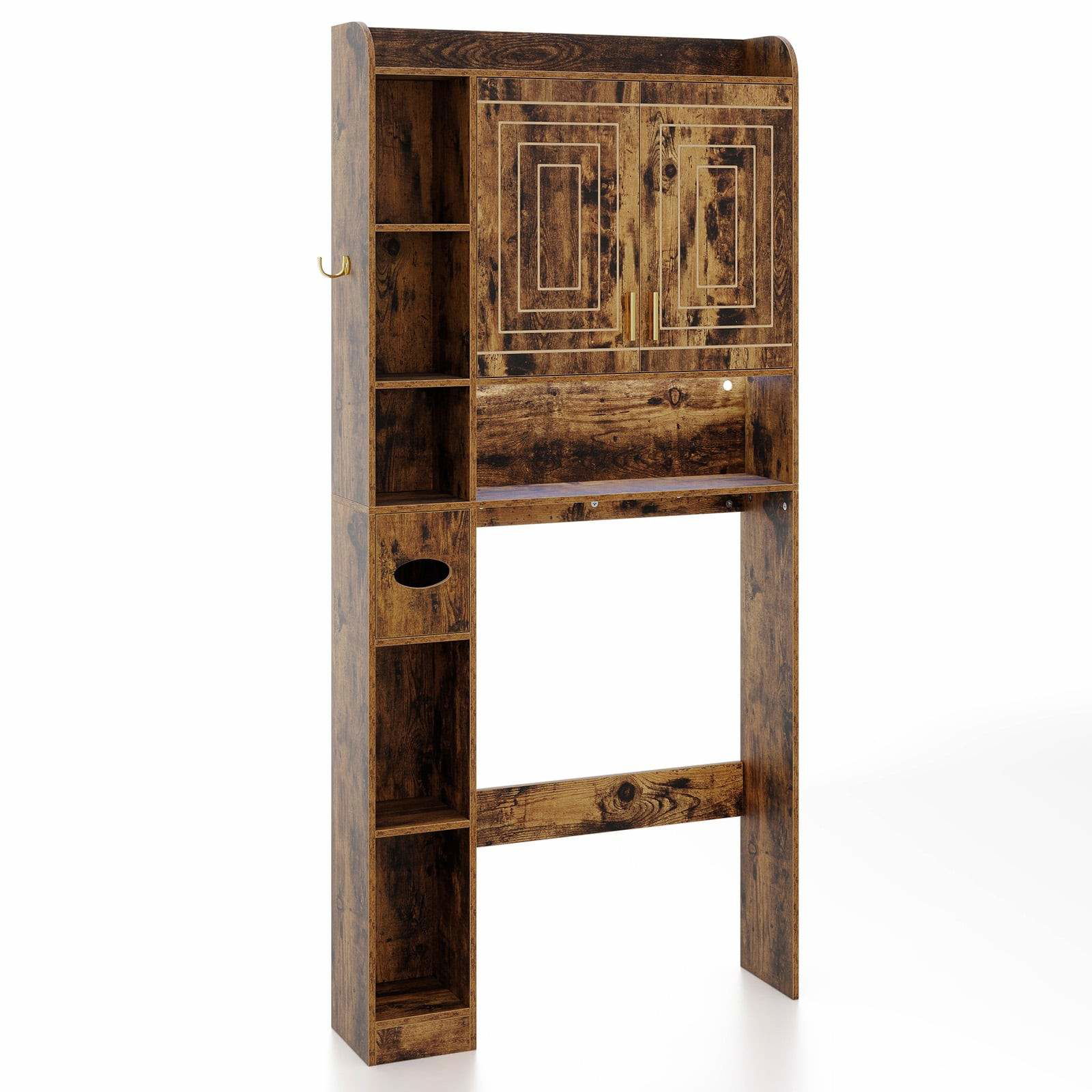 Toiletskab med LED-lys og justerbare hylder