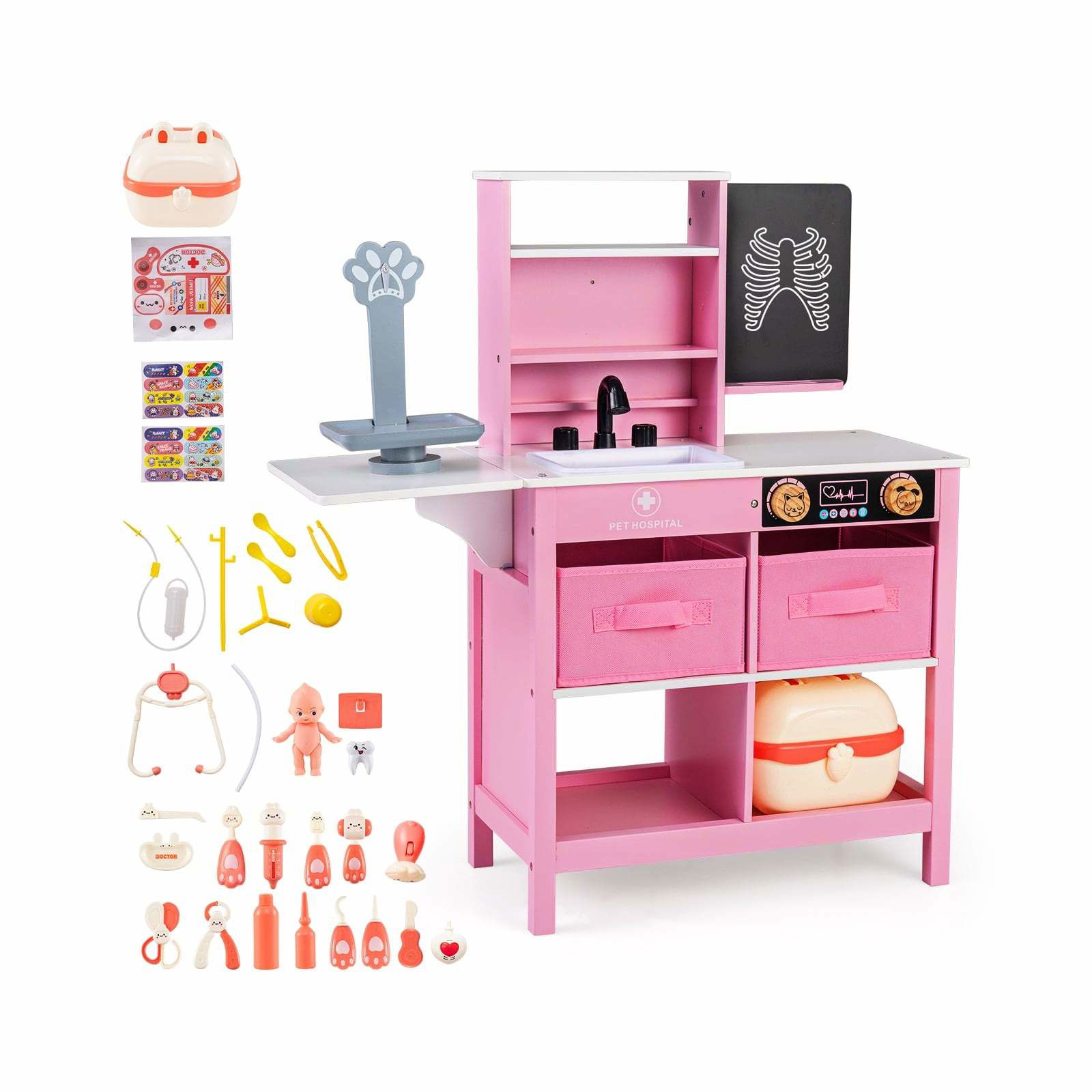 Børne trælægesæt med tavle og vask