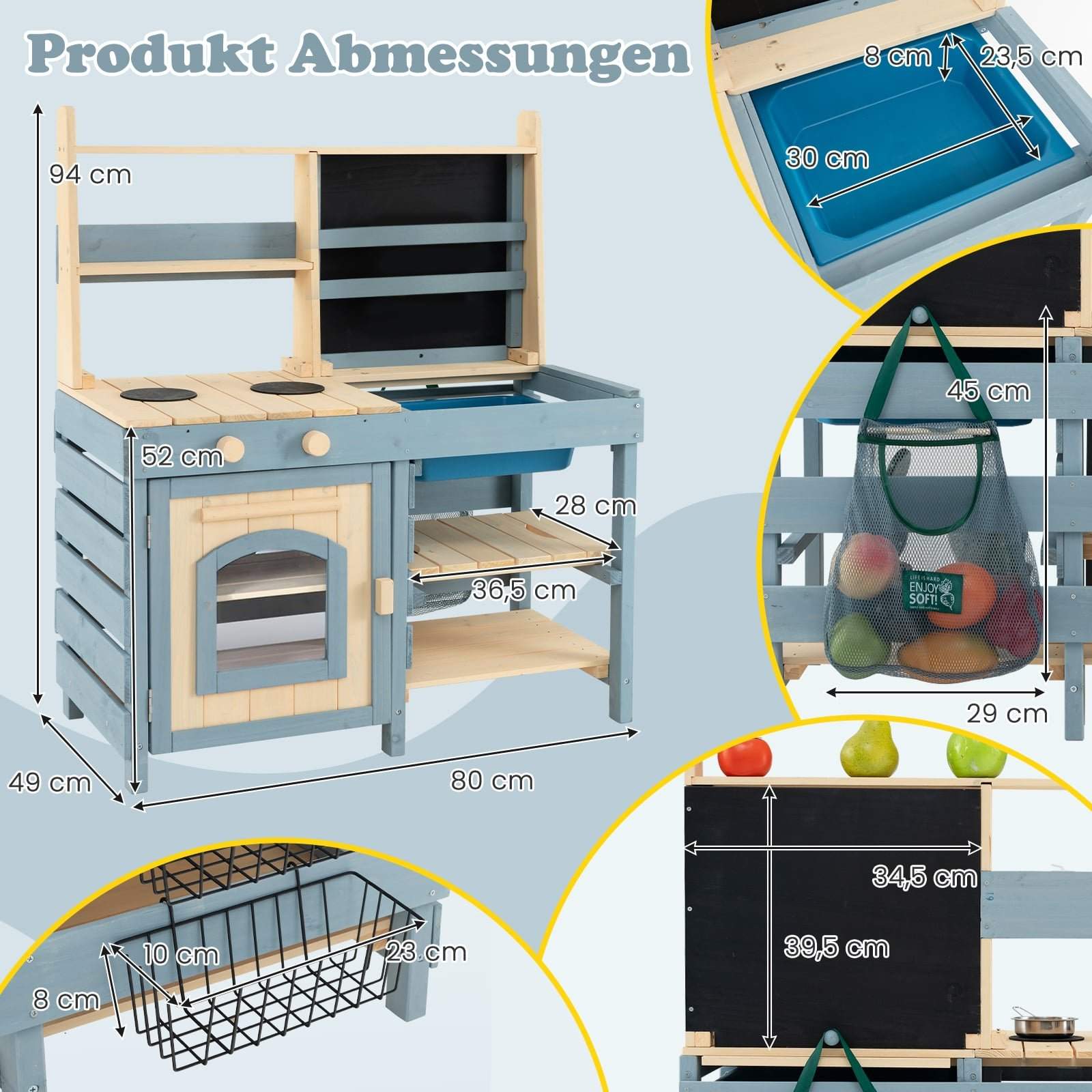 Utomhuslekkök och förråd – Blå, Trä, Ålder 3-8 | Hem & Hobby | Pryloteket