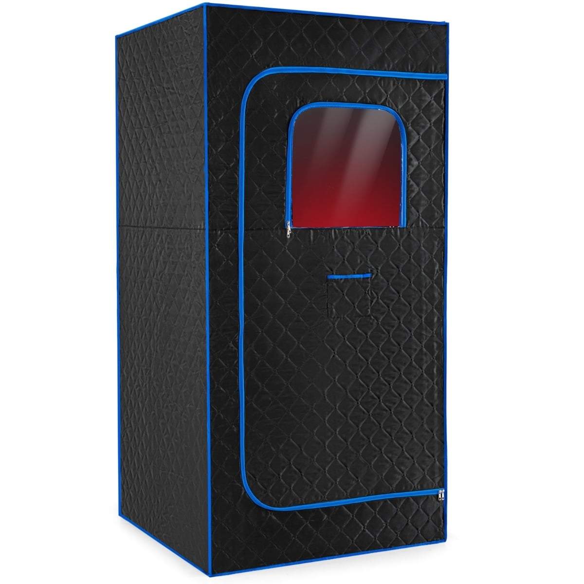 Bærbar dampsaunaboks med stol og fodrulle – blå