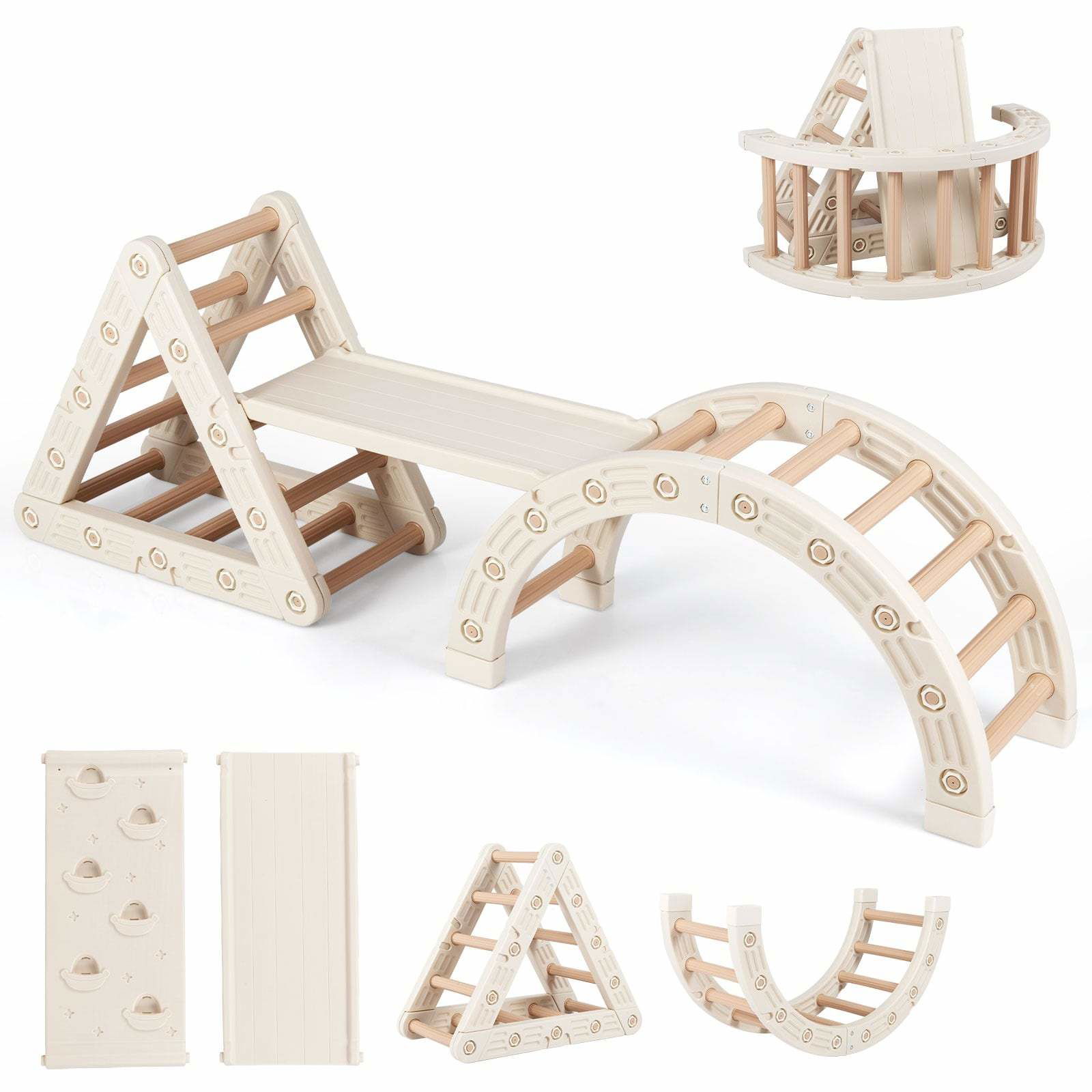 5-i-1 klatresæt til børn – Trekant, bue og rutsjebane