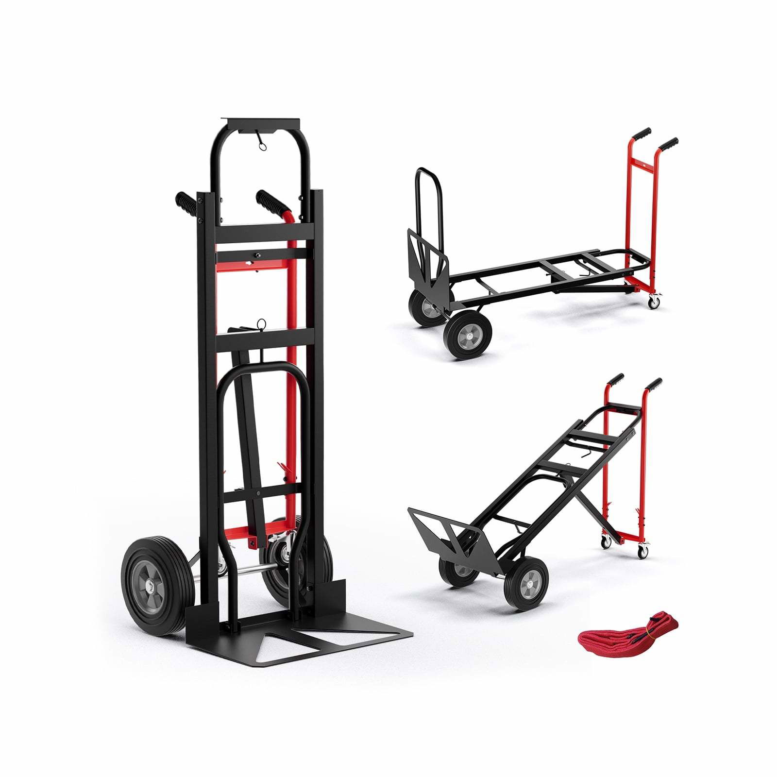 3-i-1 konvertibel metalvogn – 450 kg kapacitet, 4 hjul