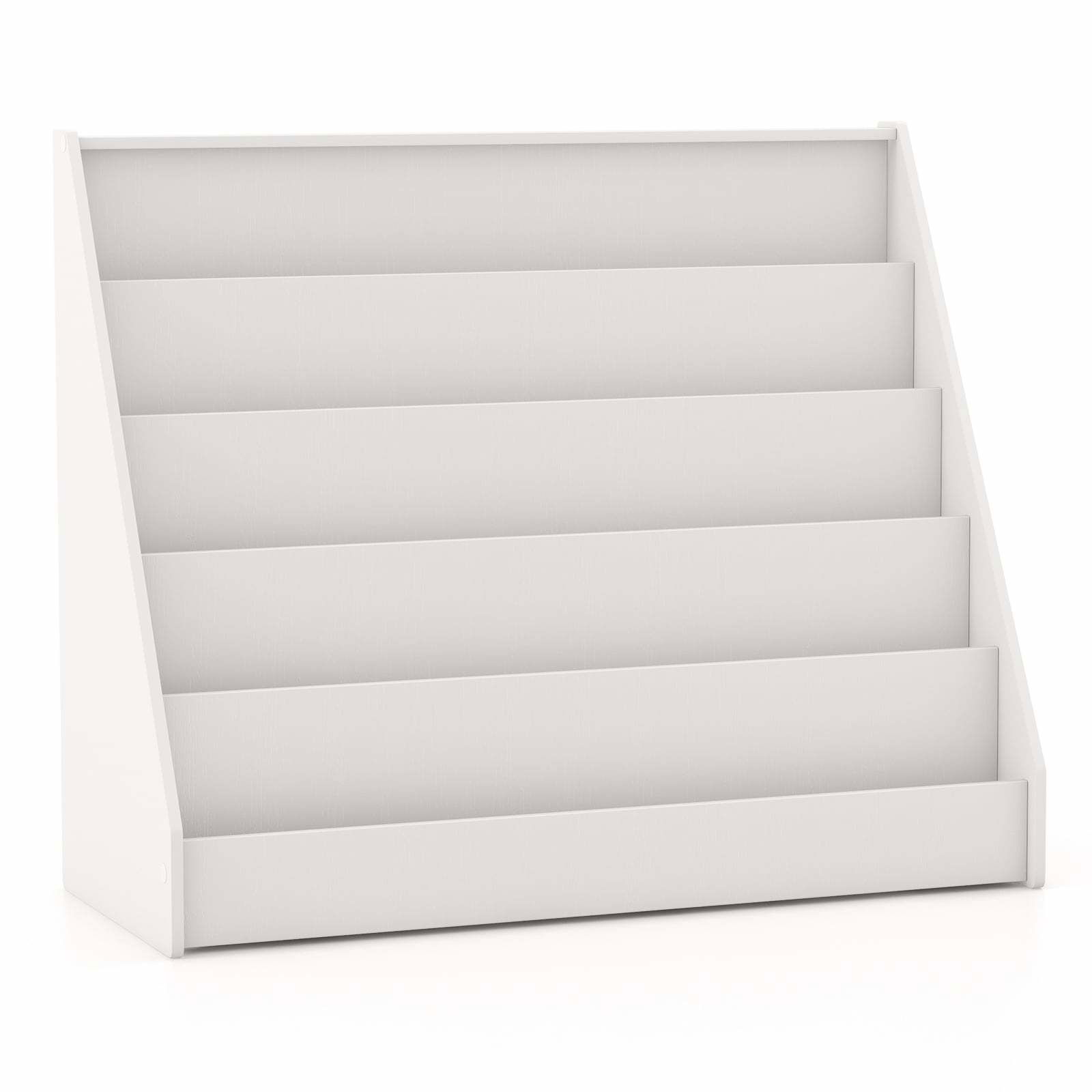 Børnebogreol med 5 hylder – Hvid, sikker og rummelig