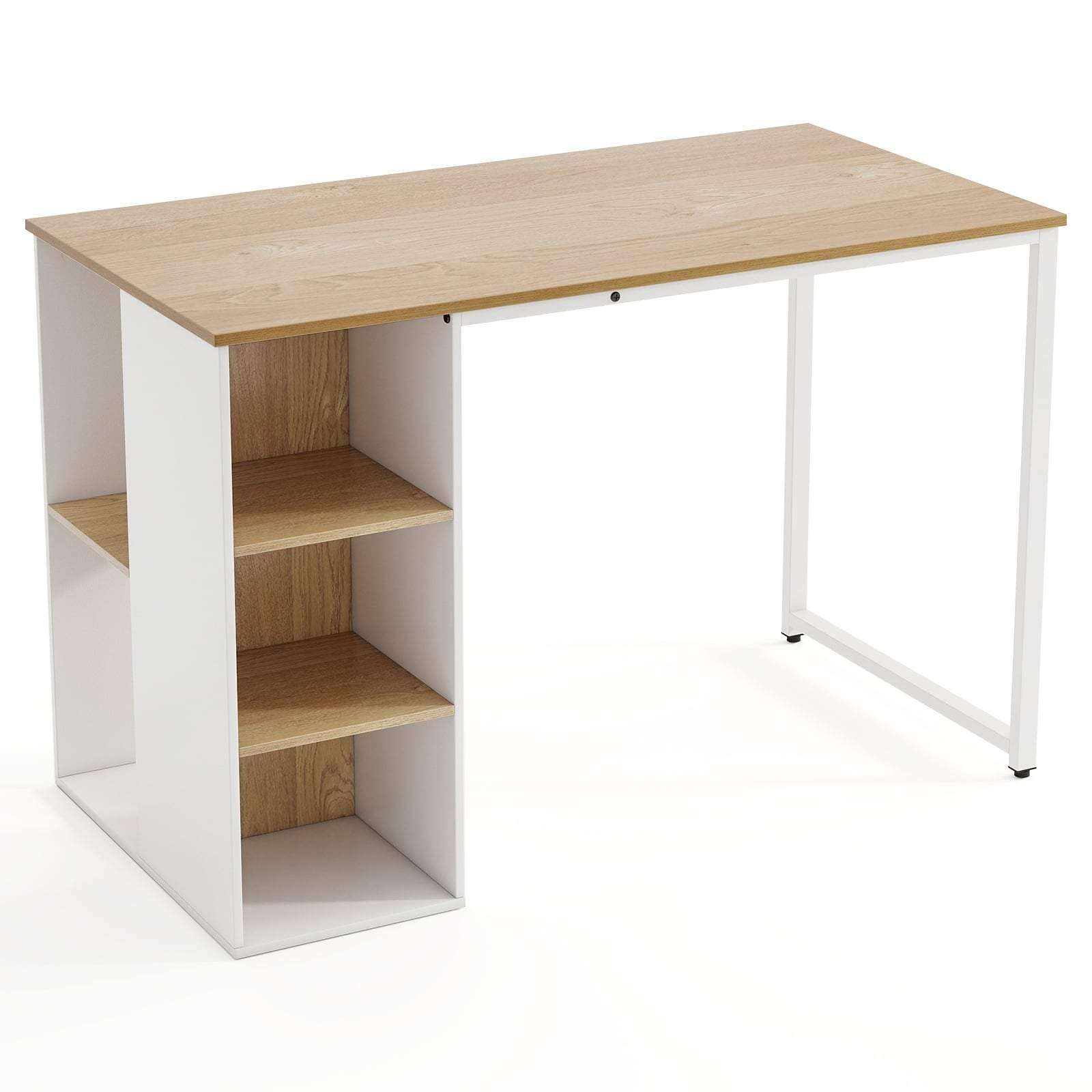 115 cm computerbord med 5 opbevaringsrum – Naturlig
