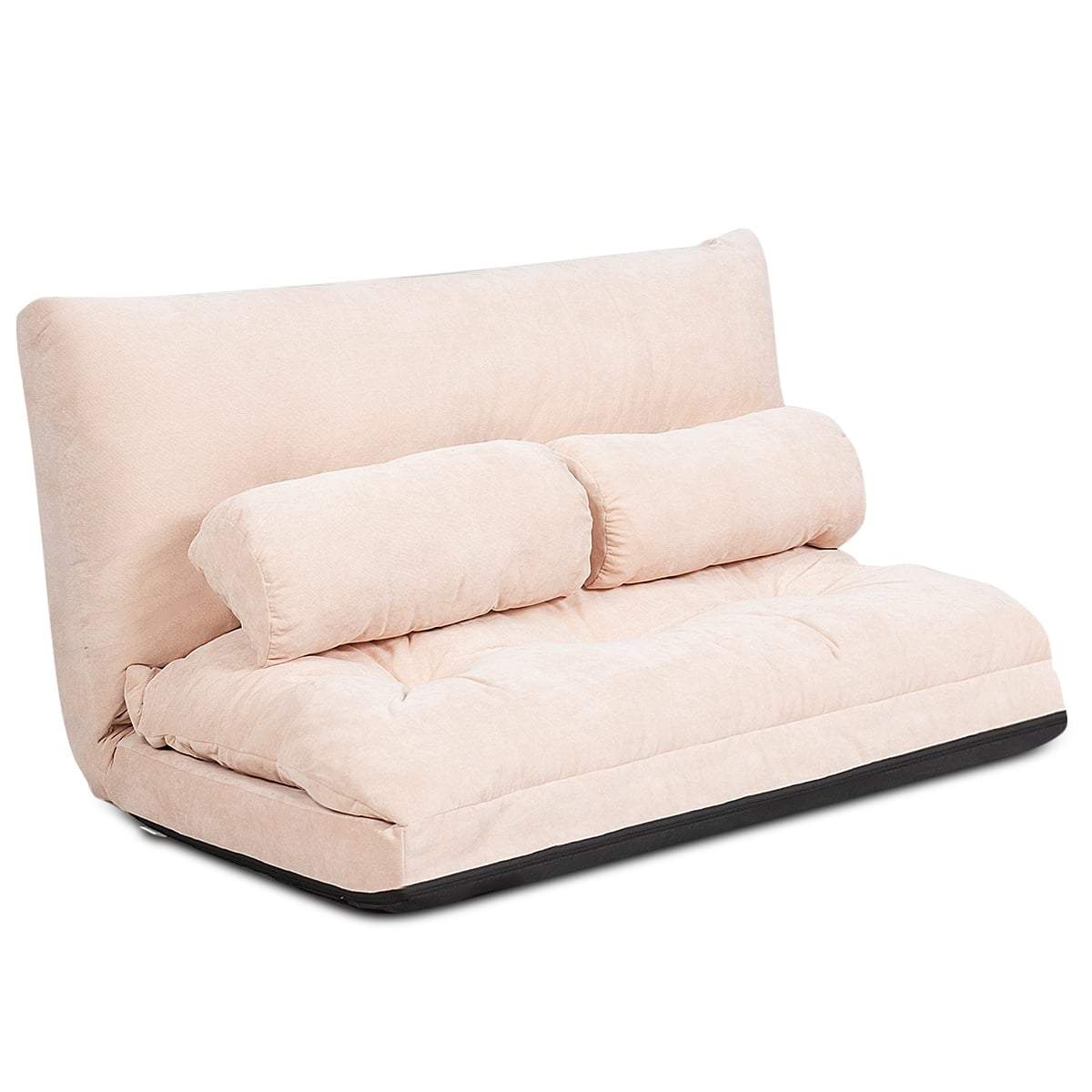 Justerbar gulvsovesofa med hynder – Beige, foldbart design