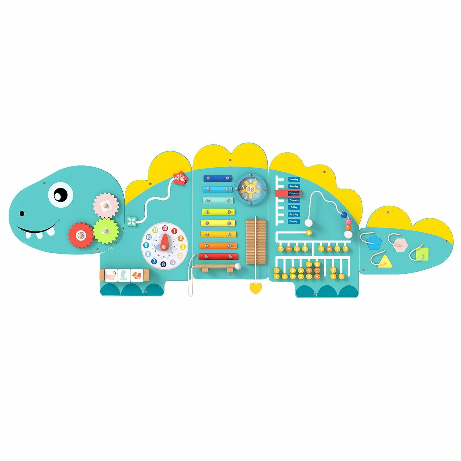 Dinosaur-aktivitetsvæg – 11-i-1 Montessori-sensorisk legetøj