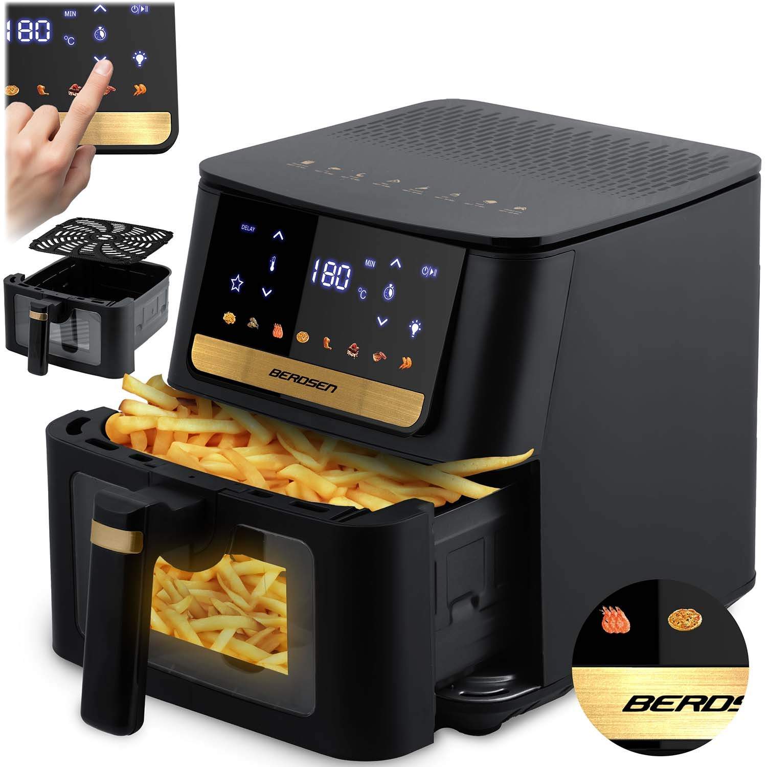 Stor 6,5L airfryer – 1700W, touchskærm, 8 programmer