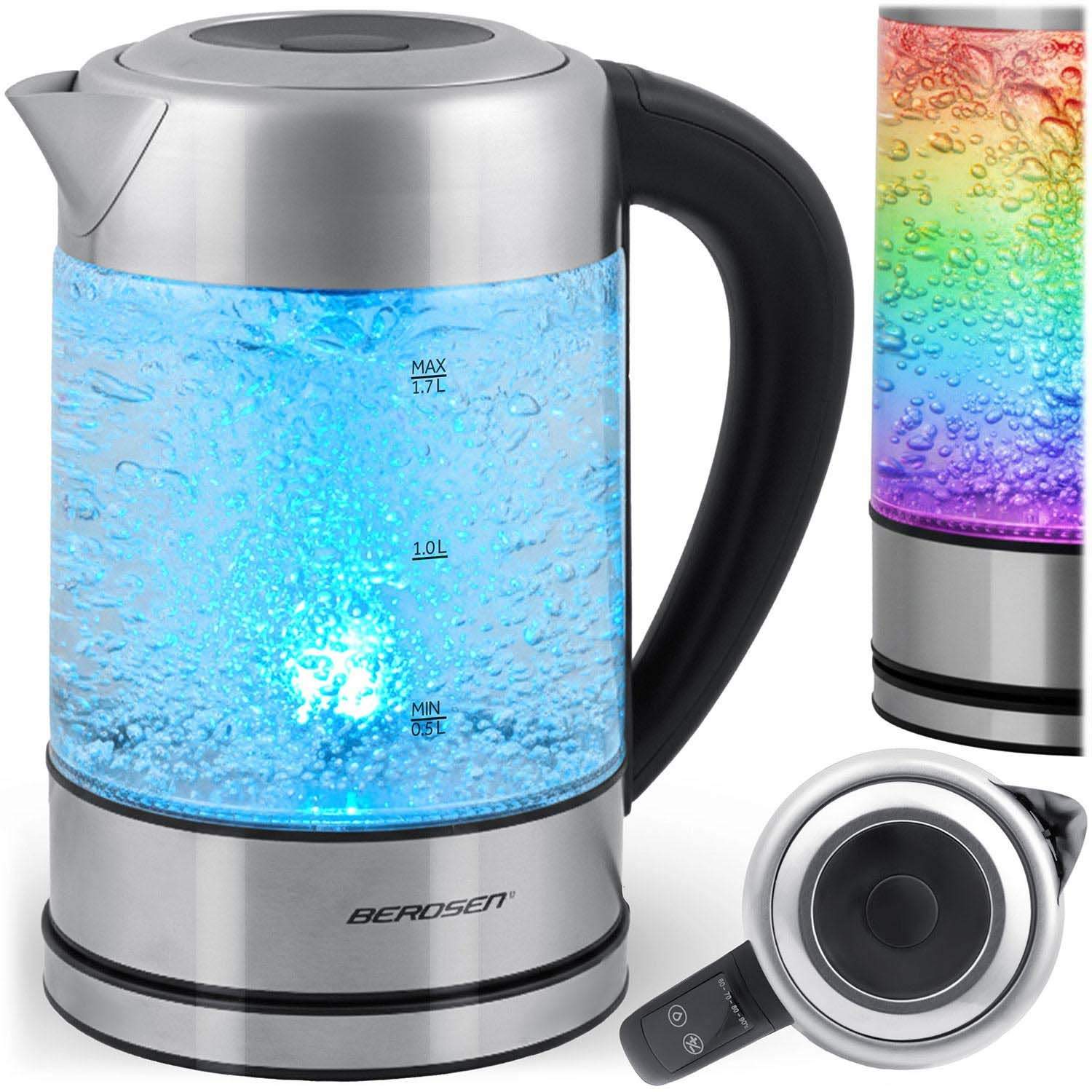 Elkedel i glas, temperaturkontrol, 1,7 l, LED-display