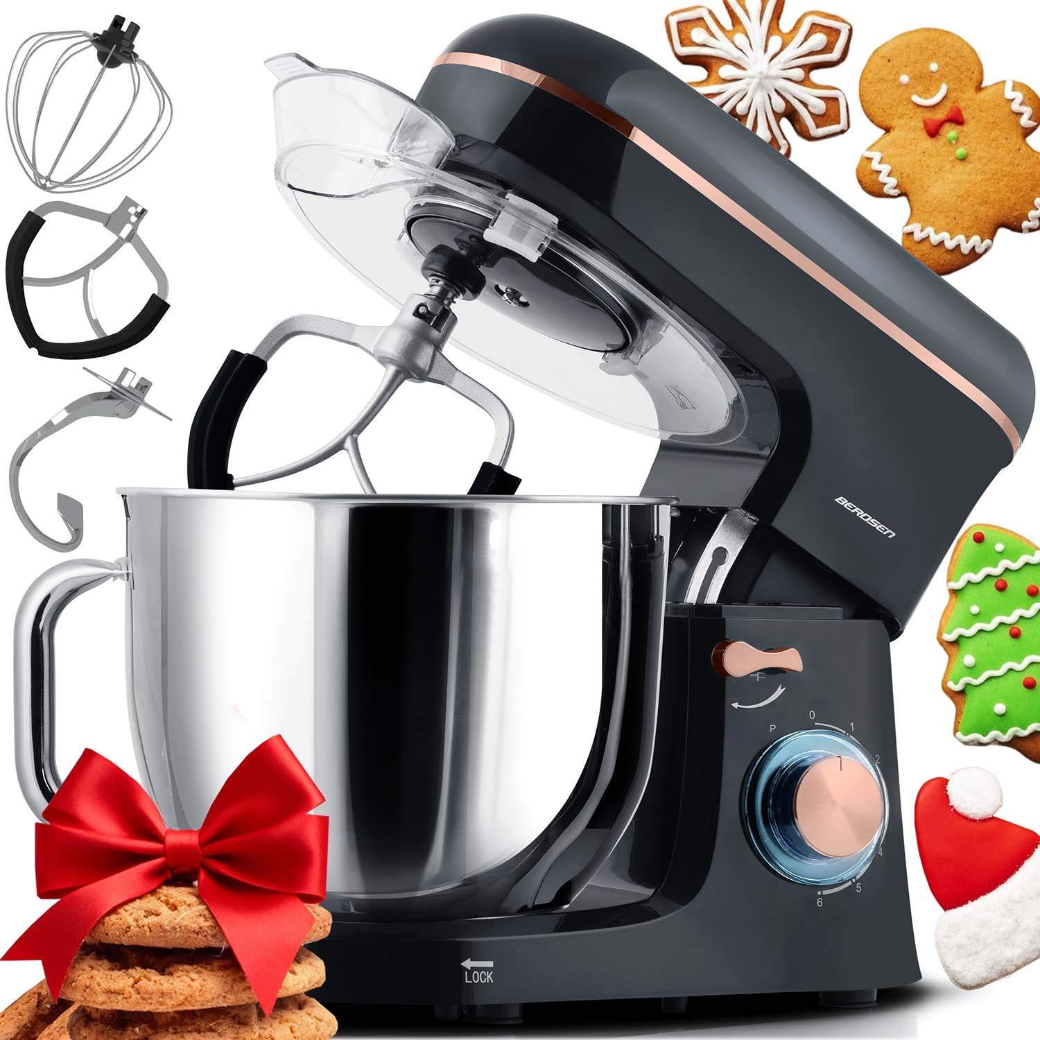 Planetarisk standmixer 3-i-1, 6L skål, 1400W effekt
