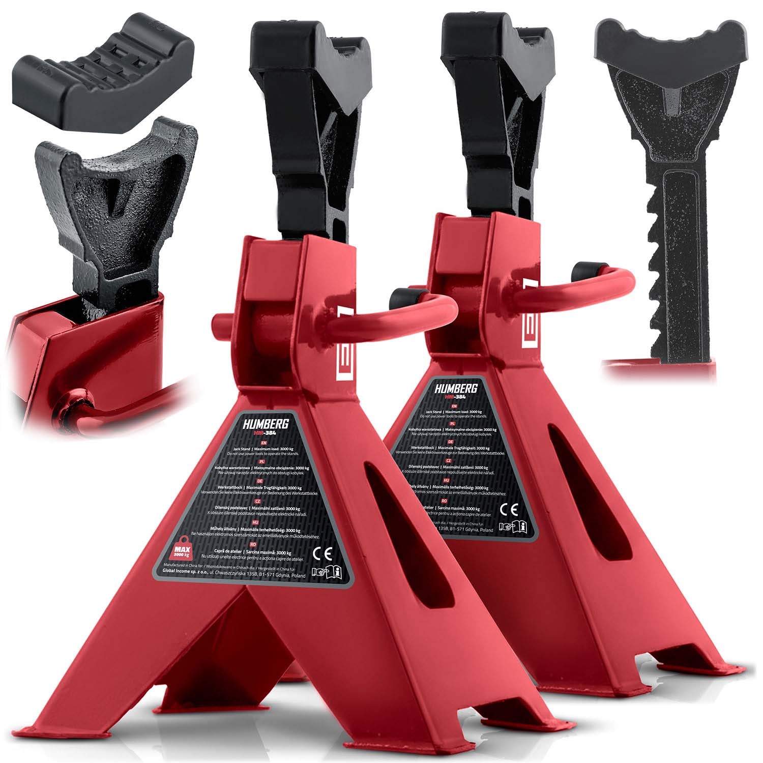 Donkrafte til biler, 3 tons kapacitet, justerbar højde