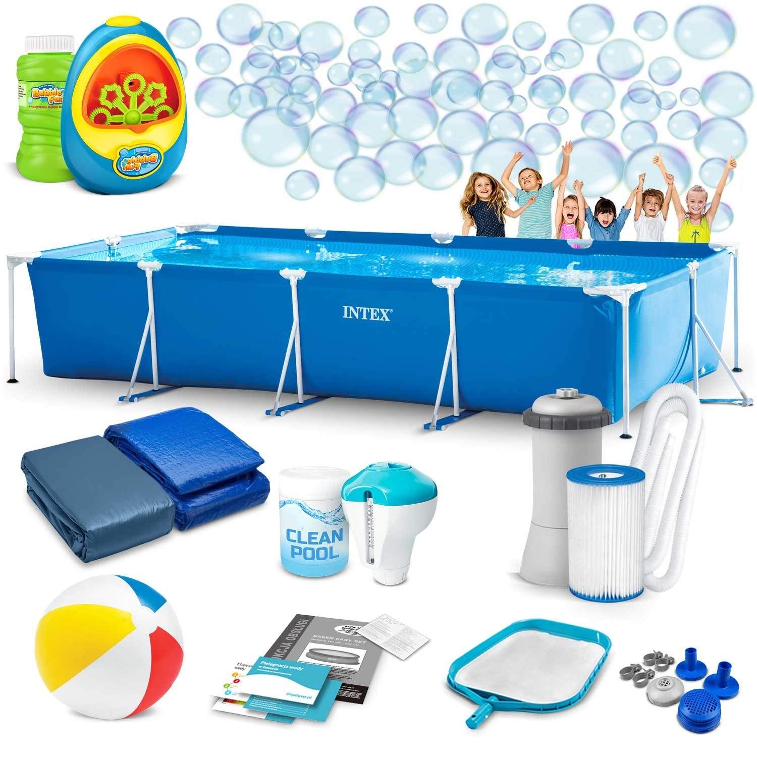 Rektangulær rammepool 450x220x84 cm – Komplet sæt