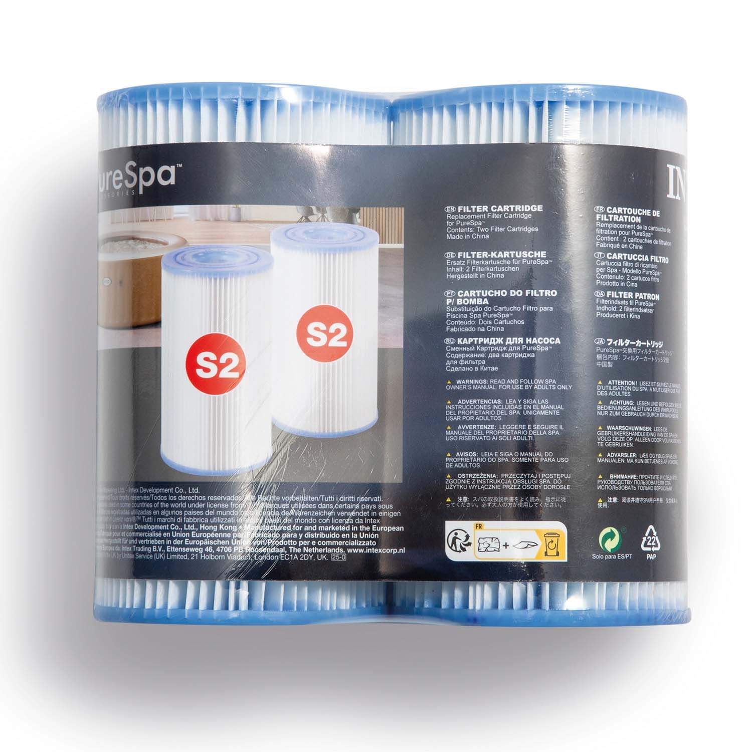 Poolpumpefilter S2 – 2-pak til PureSpa Intex