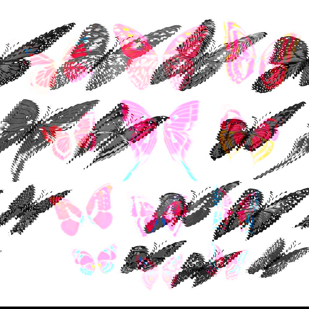 12st Rosa Dekorativa 3D Fjärilar i Papper för Väggar | Hem & Hobby - Hem & Hushåll - Inredning & Dekoration - Bords- & Väggdekoration | Pryloteket