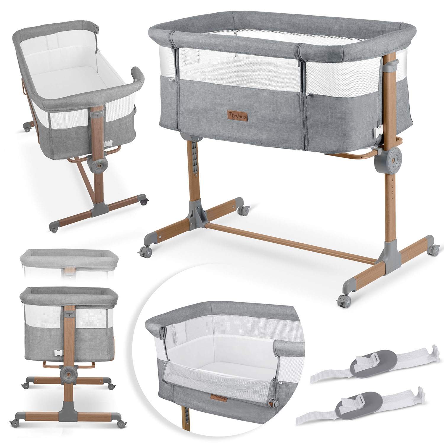 Hopfällbar spjälsäng med justerbar höjd och madrass | Hem & Hobby | Pryloteket