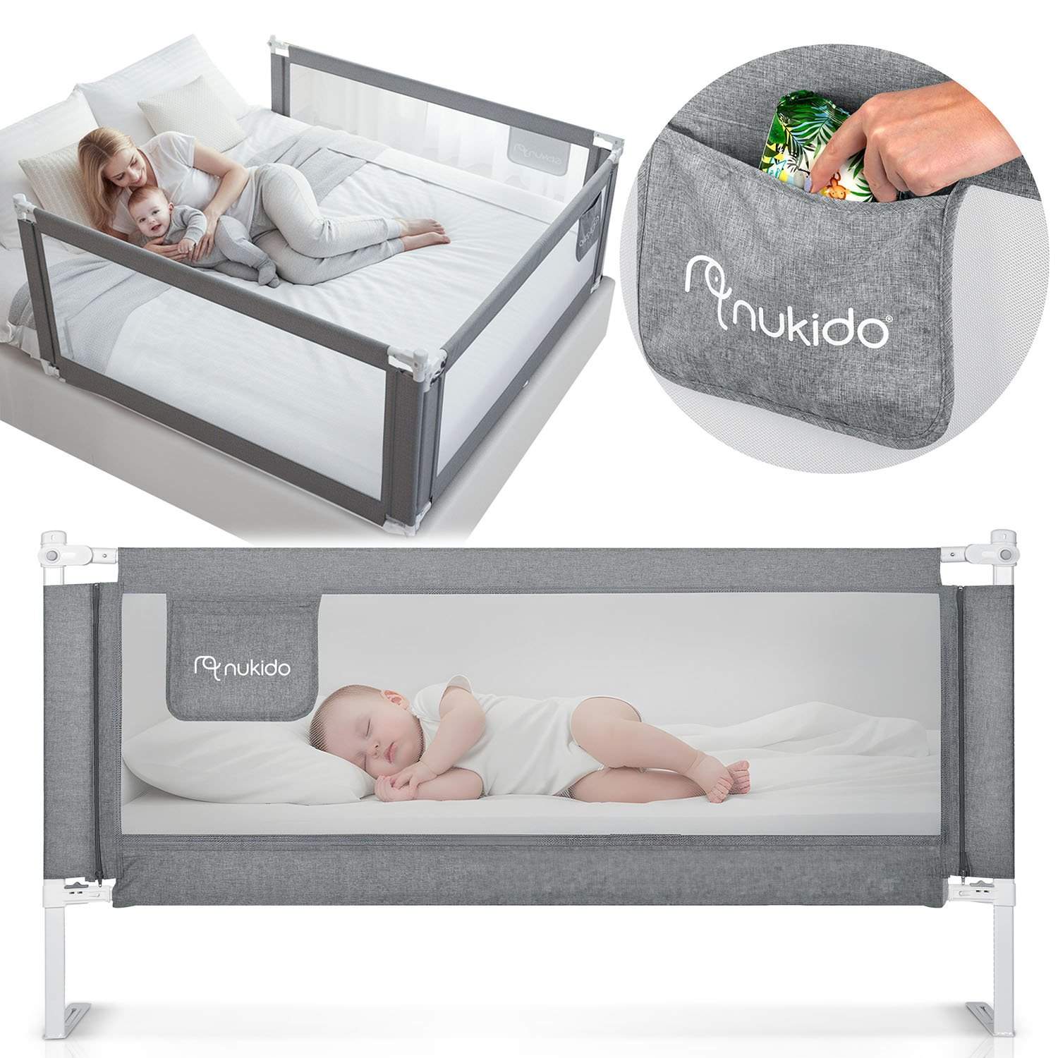 Sängskydd – 200 cm, slitstark stålram, grå | Hem & Hobby | Pryloteket